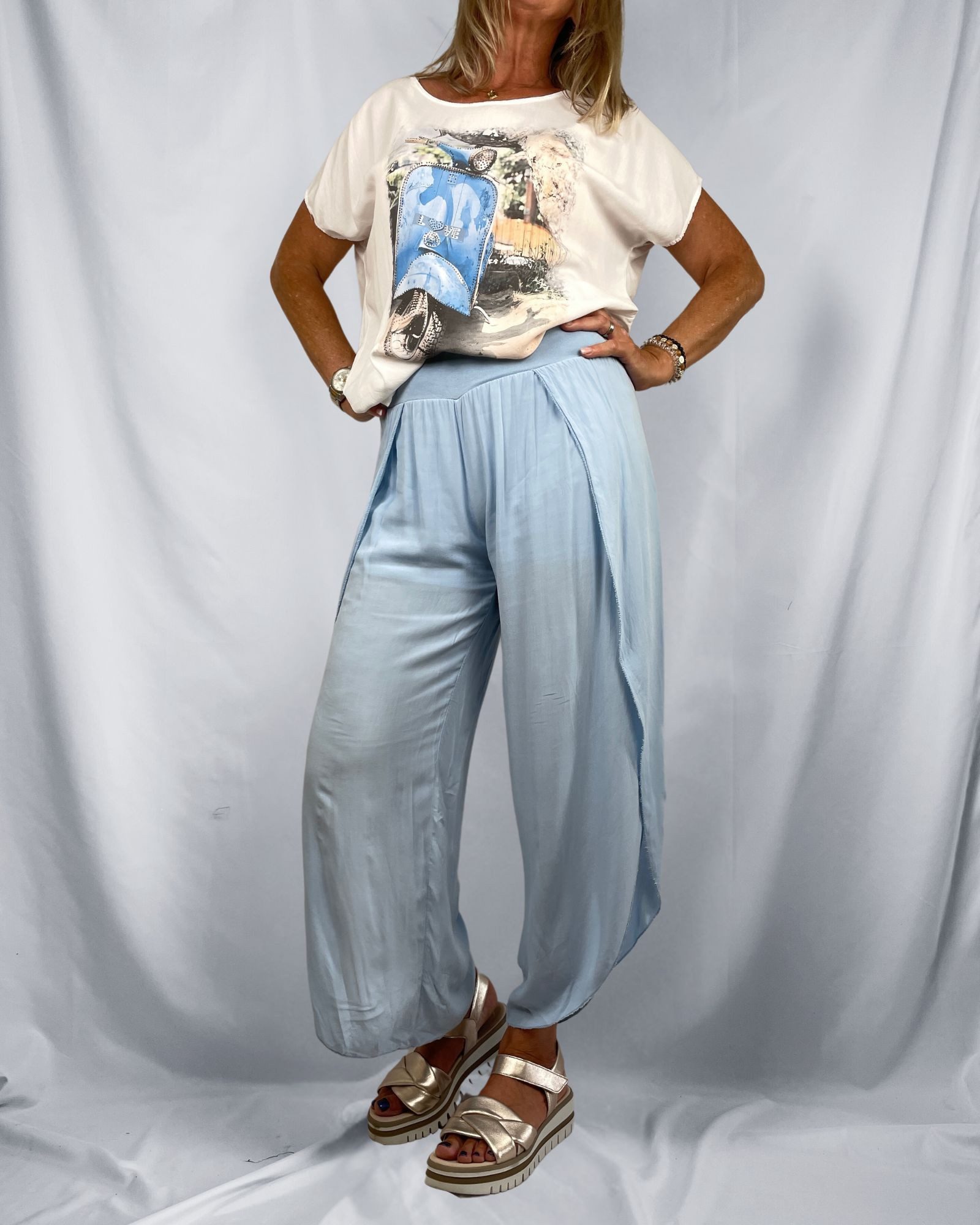 ITALY VIBES Haremshose - Hose VITTORIA - luftige trendige Sommerhose - ONE SIZE passt hier Gr. XS - L