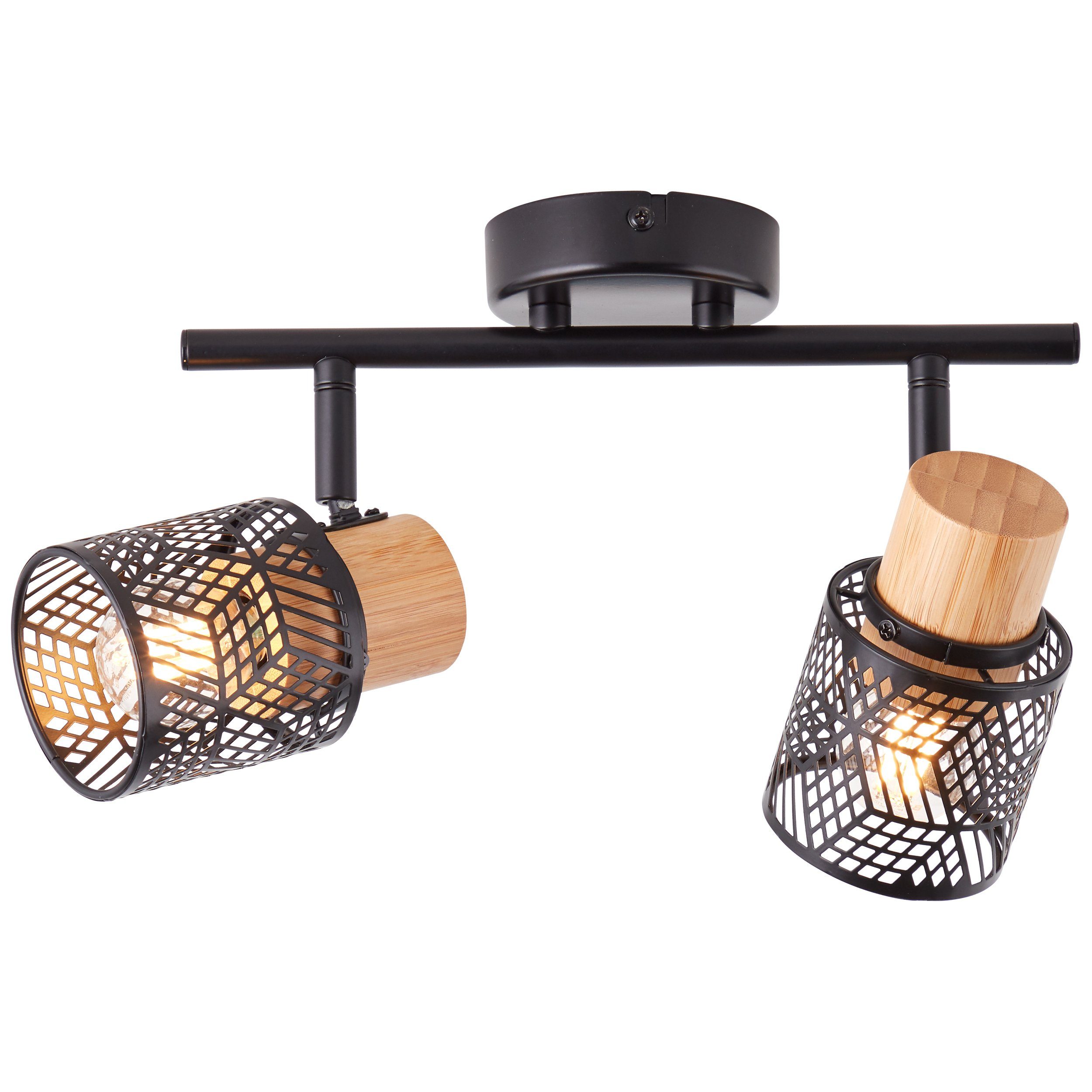Brilliant Deckenstrahler Santy, ohne Leuchtmittel, schwenkbar, 20 x 36 x 7 cm, E14, Metall/Bambus, schwarz/natur
