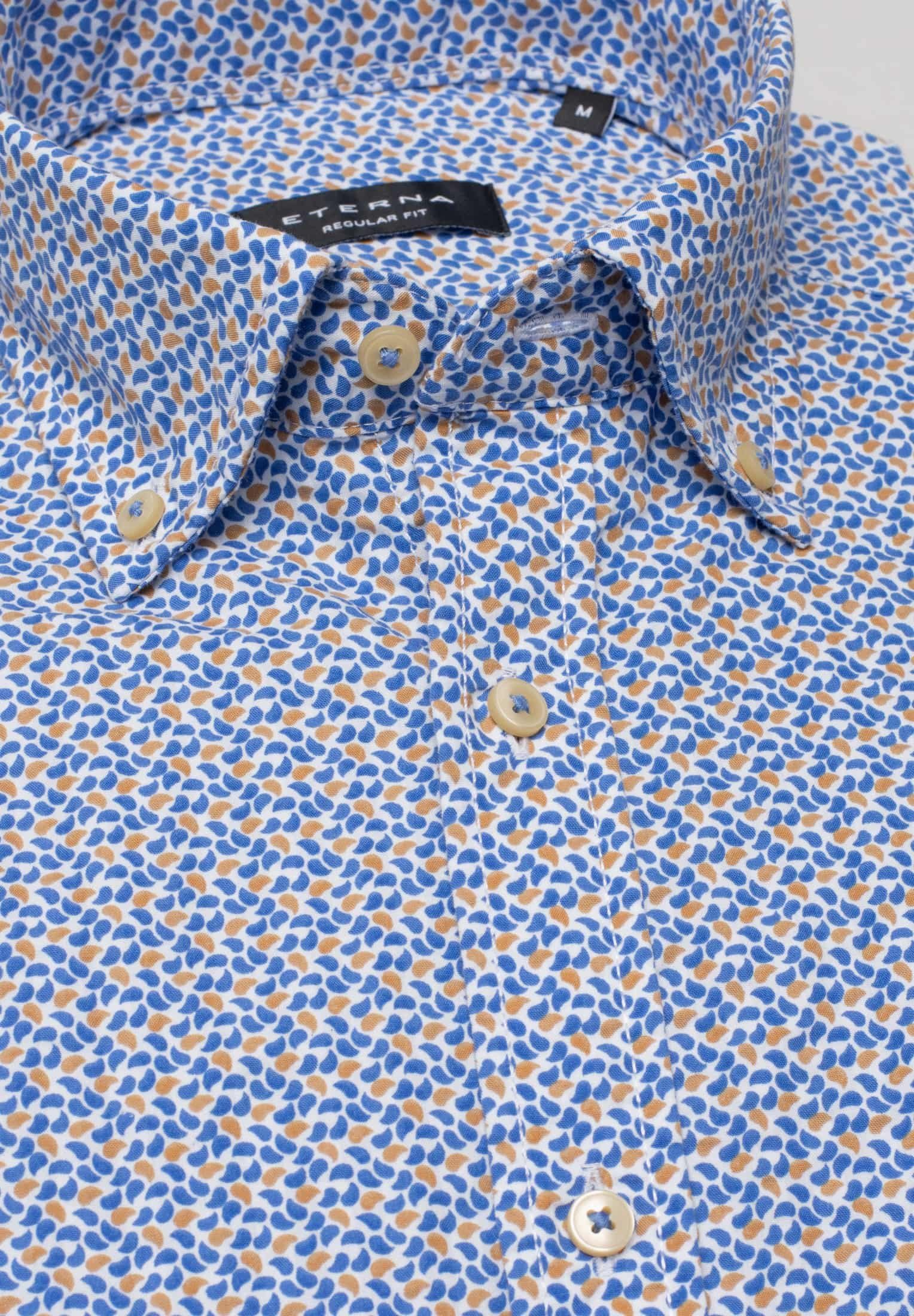 seersucker REGULAR ETERNA punkte Hemd Klassische Eterna Kurzarm 2481-14-WS8B FIT blau Bluse