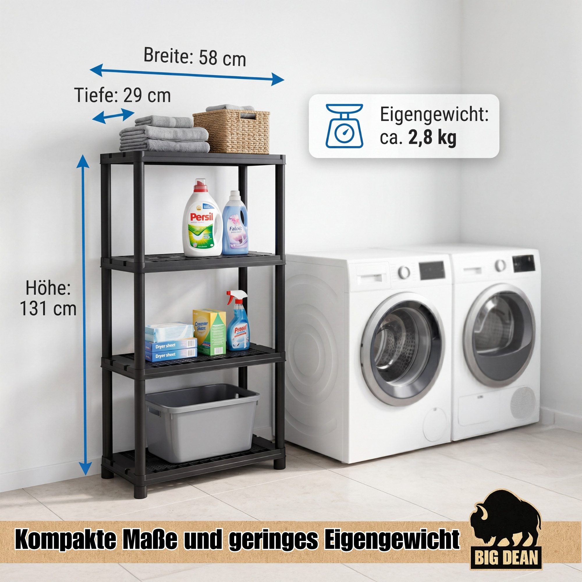 BigDean Steckregal 2 Stück Schwerlastregal Kellerregal, Lagerregal, Steckregal, Set 2-tlg., Stabil, Belastbar, Belüftete Böden