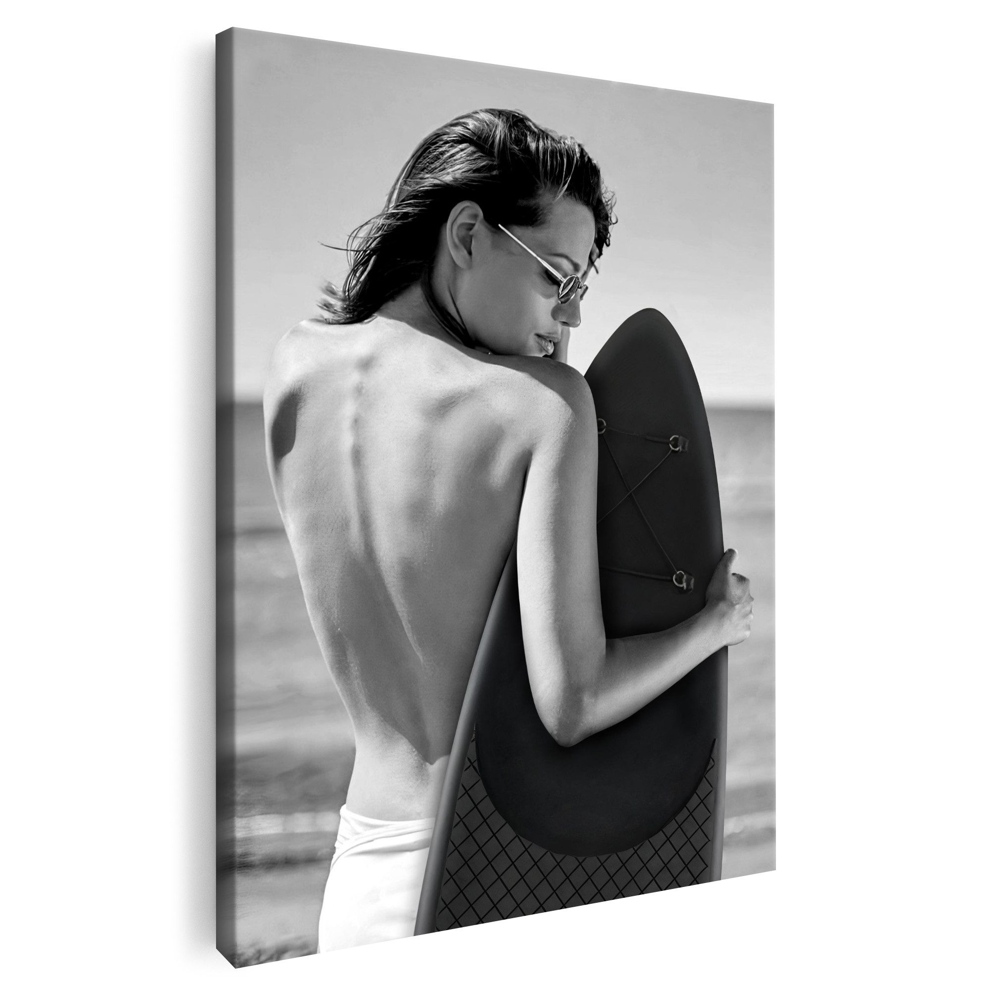 Artmazing Leinwandbild Surf Chanel, XXL Leinwand 120x80, Poster & Kunstdrucke, Brands, Model Chanel Surfbrett
