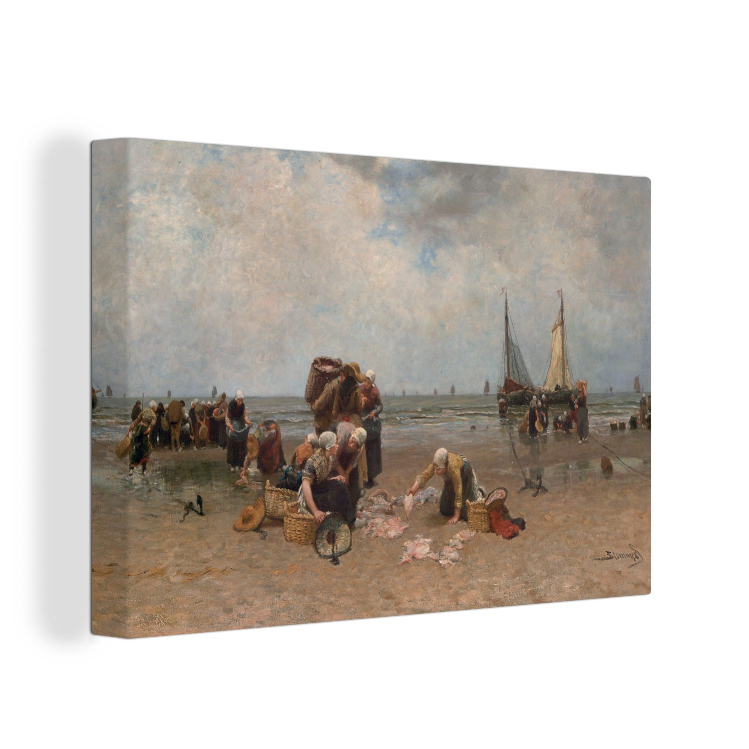 OneMillionCanvasses® Leinwandbild Rückkehr der Fischereiflotte - Gemälde von Bernard Blommers, (1 St), Wandbild Leinwandbilder, Aufhängefertig, Wanddeko, 30x20 cm