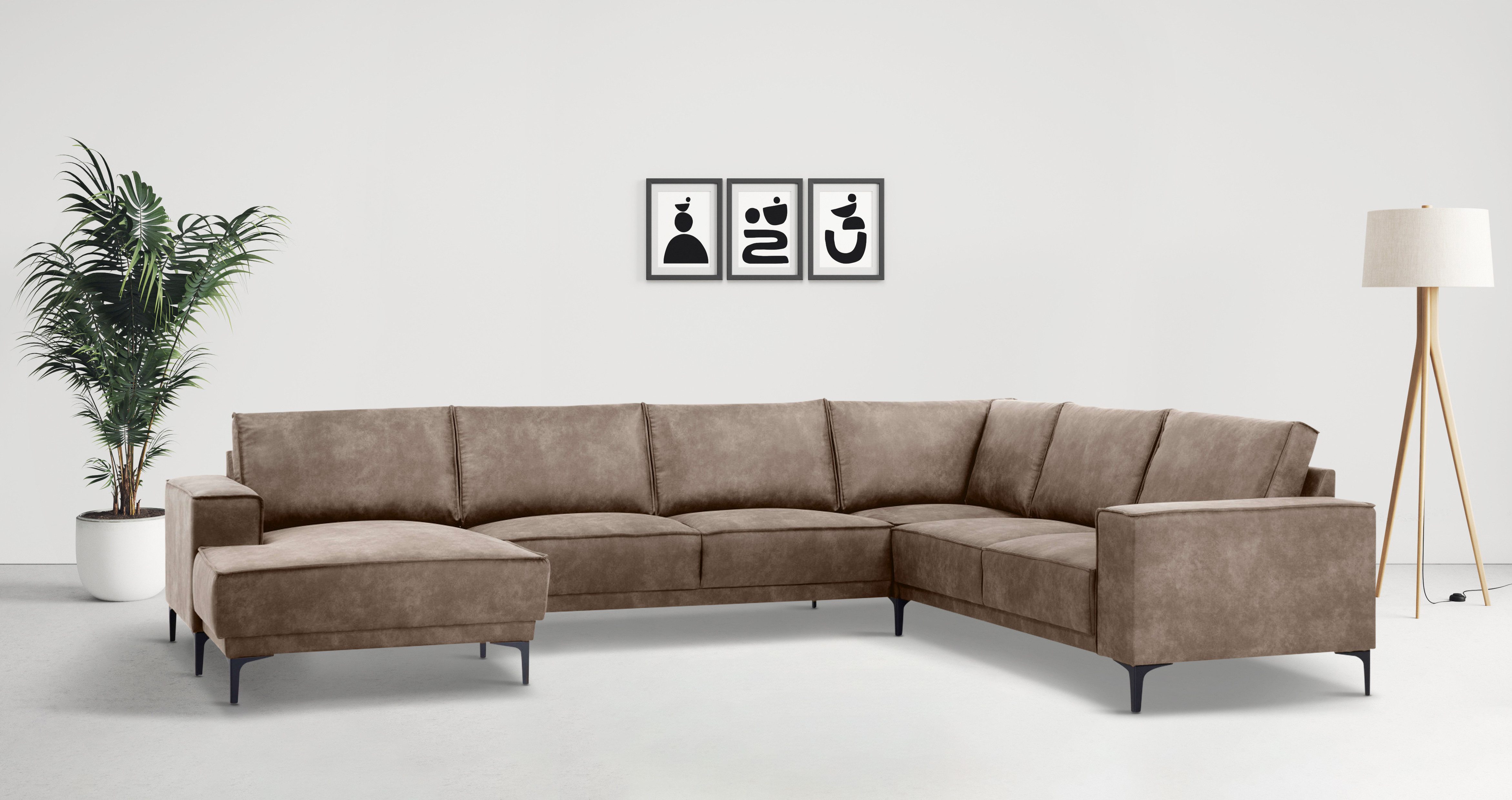 Places of Style Wohnlandschaft "XXL Sofa Oland, Struktur, Flachgewebe, Luxu günstig online kaufen