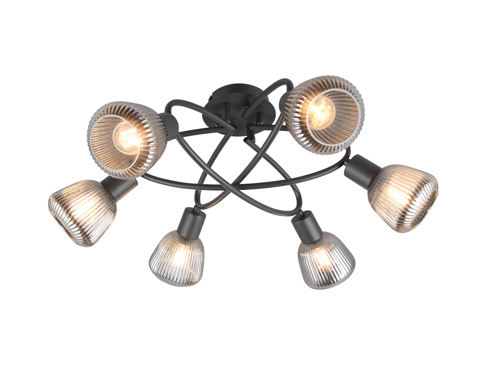 TRIO Leuchten LED Deckenleuchte, Dimmfunktion, LED wechselbar, warmweiß, Ausgefallene Deckenbeleuchtung Lampenschirme Glas Treppenhaus, Ø59cm