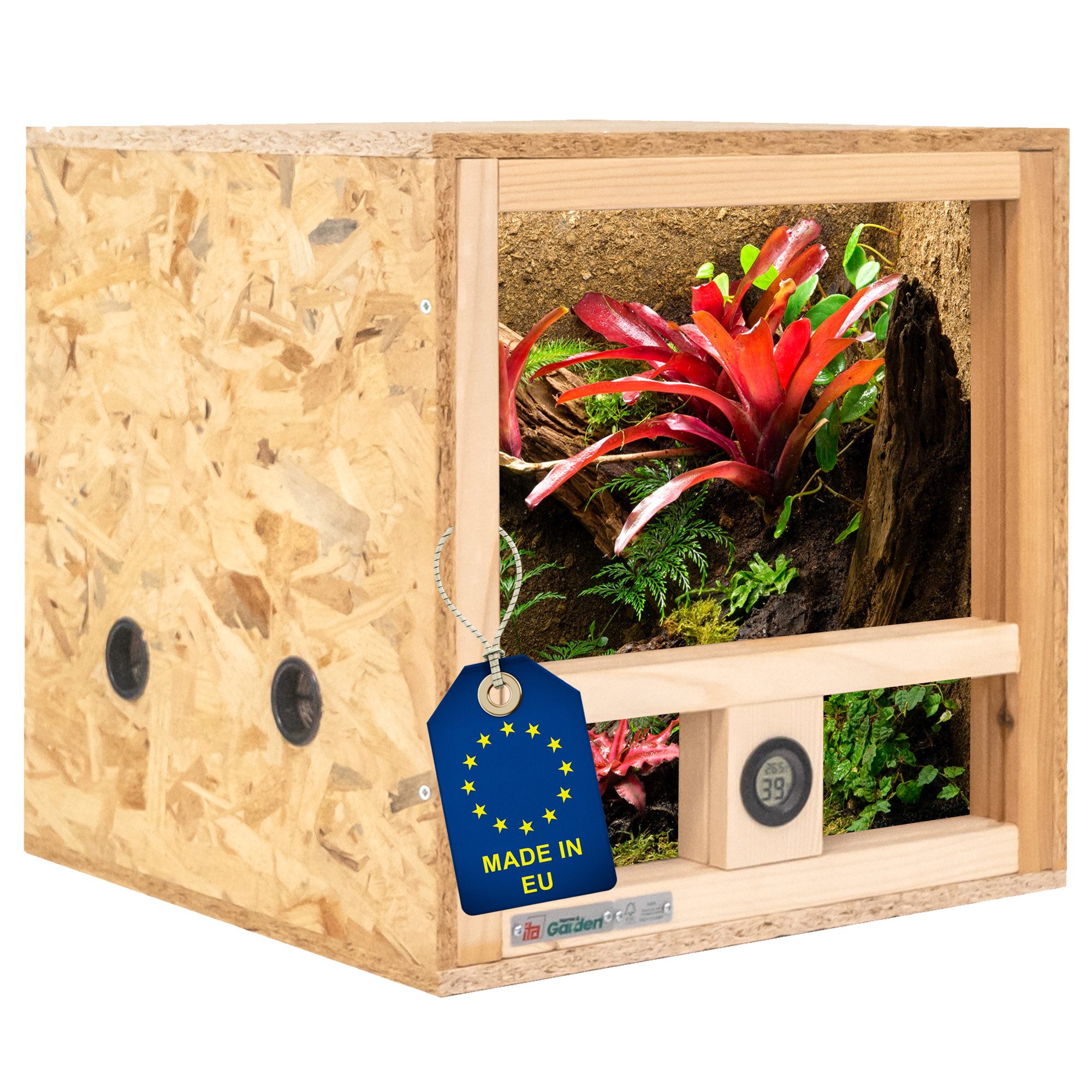 Terrarium Mini Terrarium 40x40x40 mit Seitenbelüftung & Integriertem Hygrometer