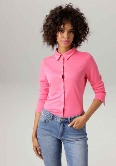 Aniston CASUAL Hemdbluse in strukturierter Jersey-Crepé-Qualität