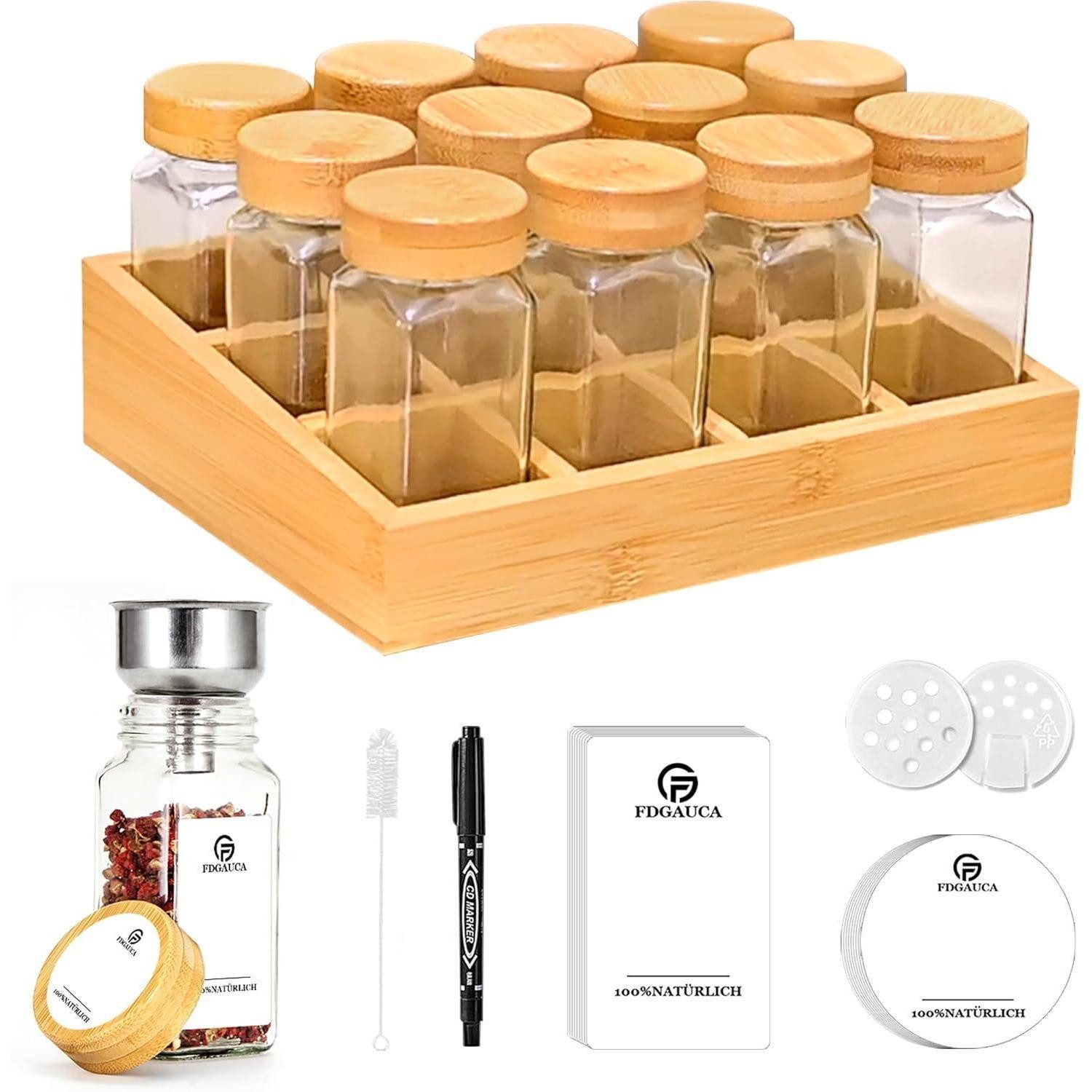 LuxusKollektion Gewürzregal Umweltfreundliches Gewürzregal Holz Bambus 12 Fächer, 1-tlg.