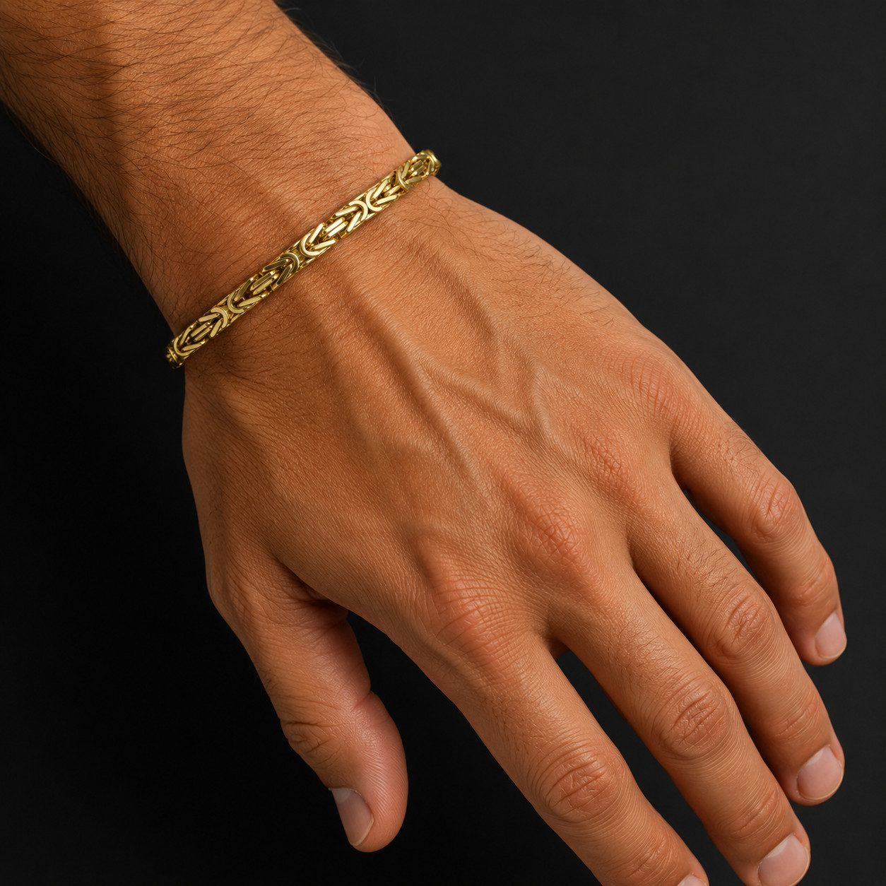 M-Punkt24 Königsarmband Königskette Silber 925 (Königskette Länge 20,5 cm Durchmesser 58 mm 17 Gramm 585 vergoldet, Königsarmband, Damen, Partner-Armband, Herren, Unisex), Silberschmuck aus 925 Echt Silber