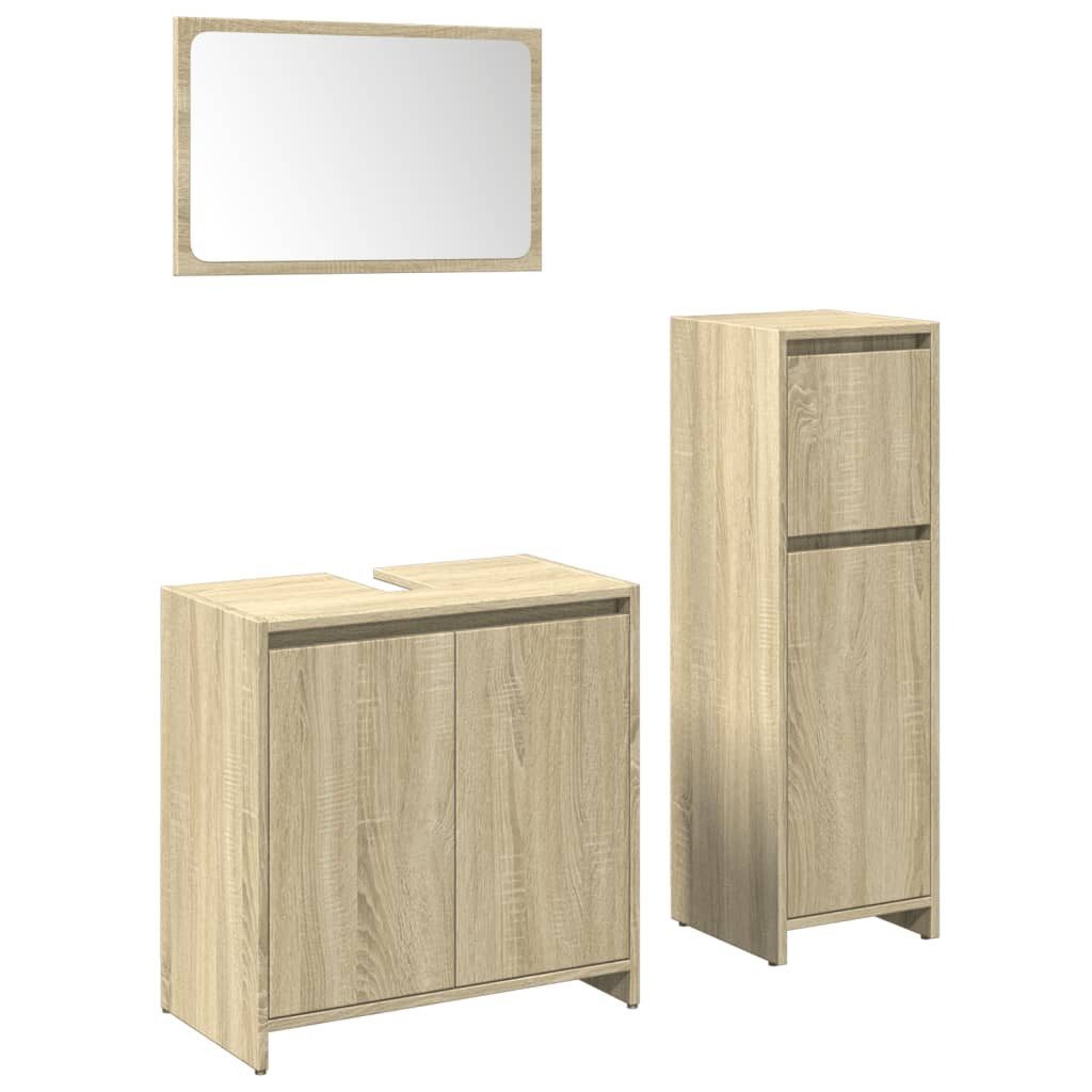 vidaXL Badezimmer-Set 3-tlg. Badmöbel-Set Sonoma-Eiche Holzwerkstoff, günstig online kaufen