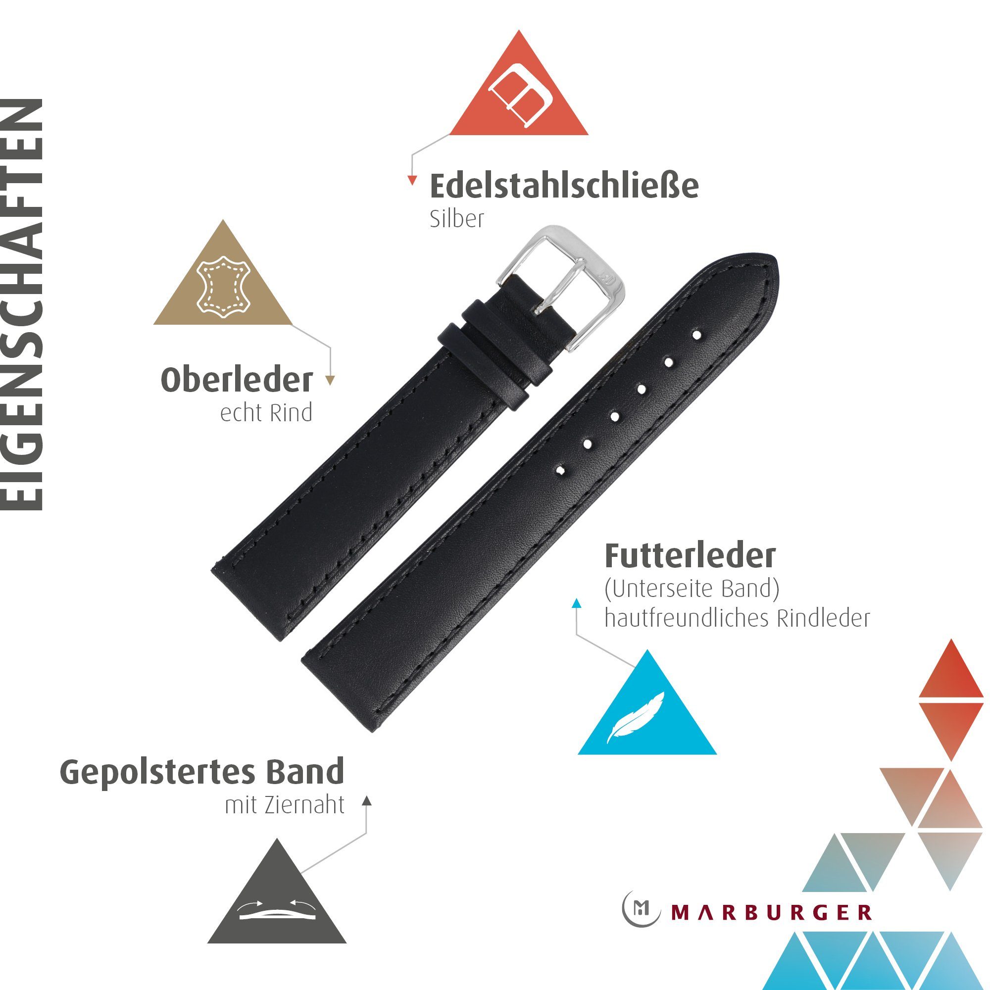 MARBURGER Uhrenarmband 14mm Leder günstig online kaufen