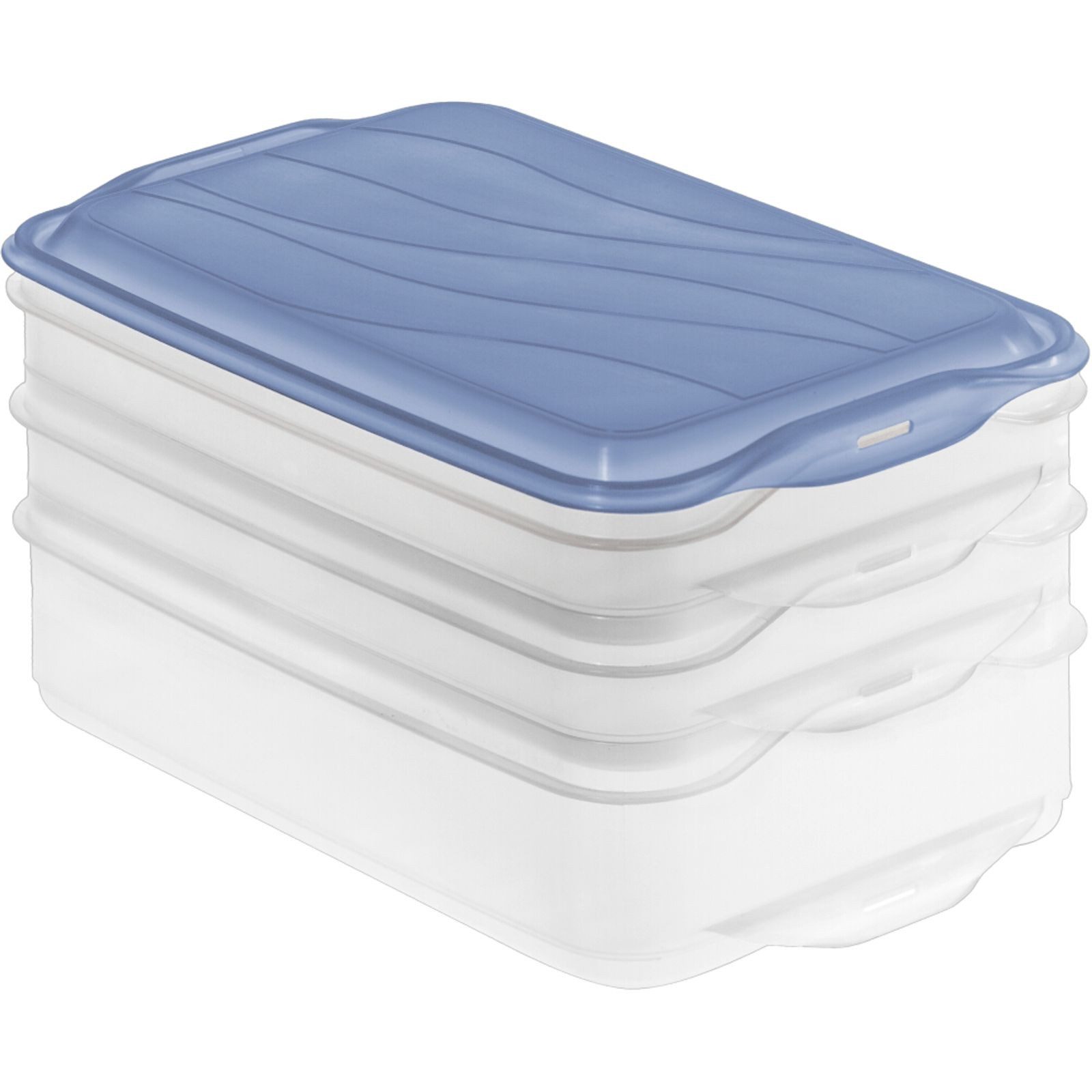 ROTHO Frischhaltedose ROTHO Aufschnittbox Foodcenter horizon blue 3er Set stapelbar frisch, Kunststoff