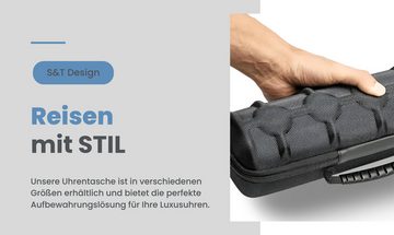 S&T Design Uhrenbox Uhrenetui Reiseetui für Uhren Wasserdicht Uhrenbox (Samt-Innenfutter & Nylon), Tasche Etui für Smartwatch & Uhr