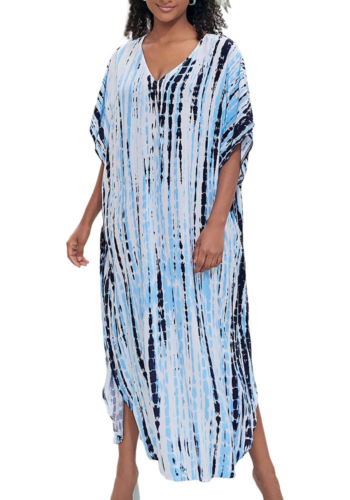 Lovolotti Strandkleid Damen Maxi Kleid Lang aus Viskose mit V-Ausschnitt XX günstig online kaufen