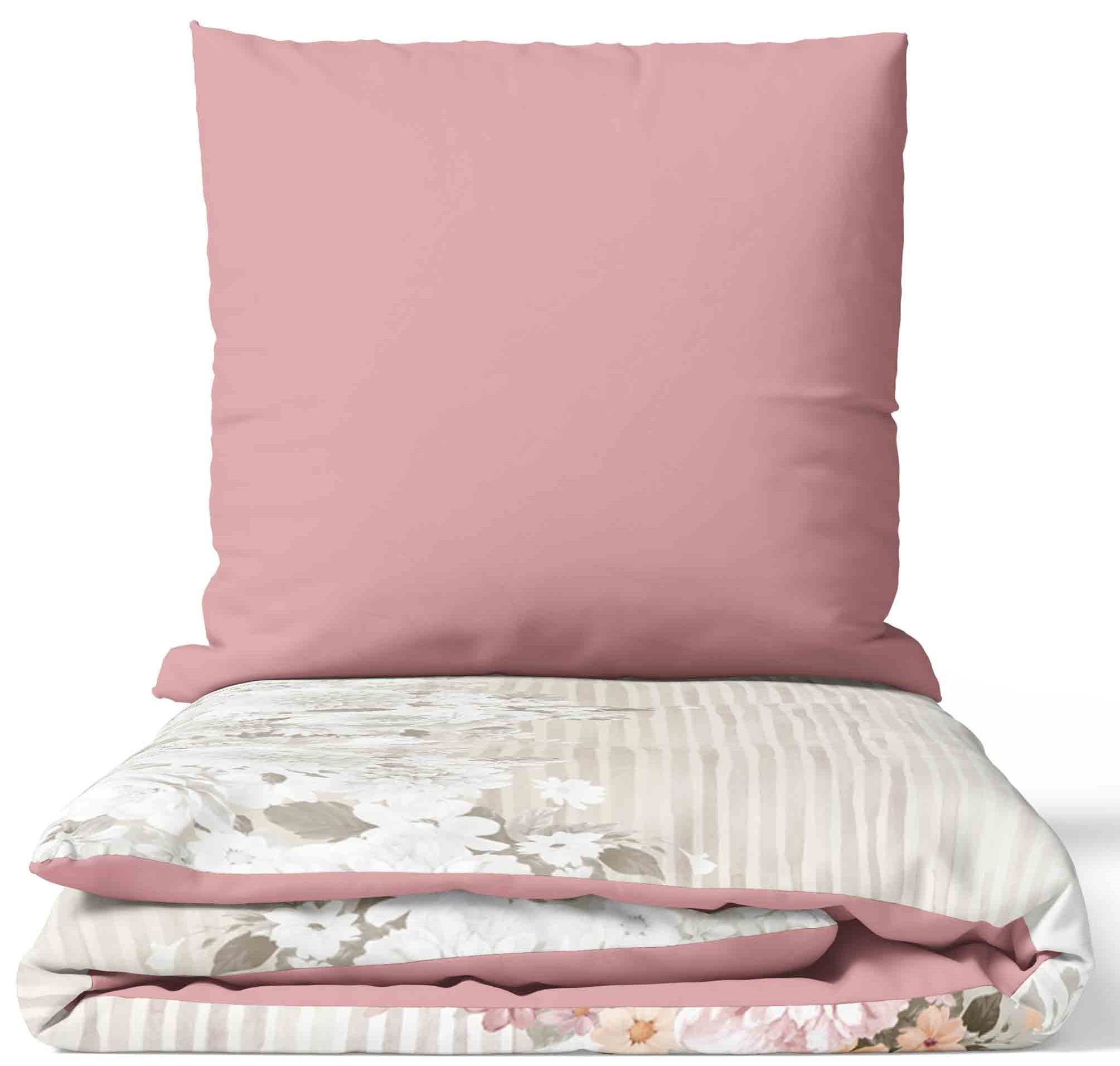 Leonado Vicenti Bettwäsche, Renforcé, 2 teilig, gestreift mit Blumen