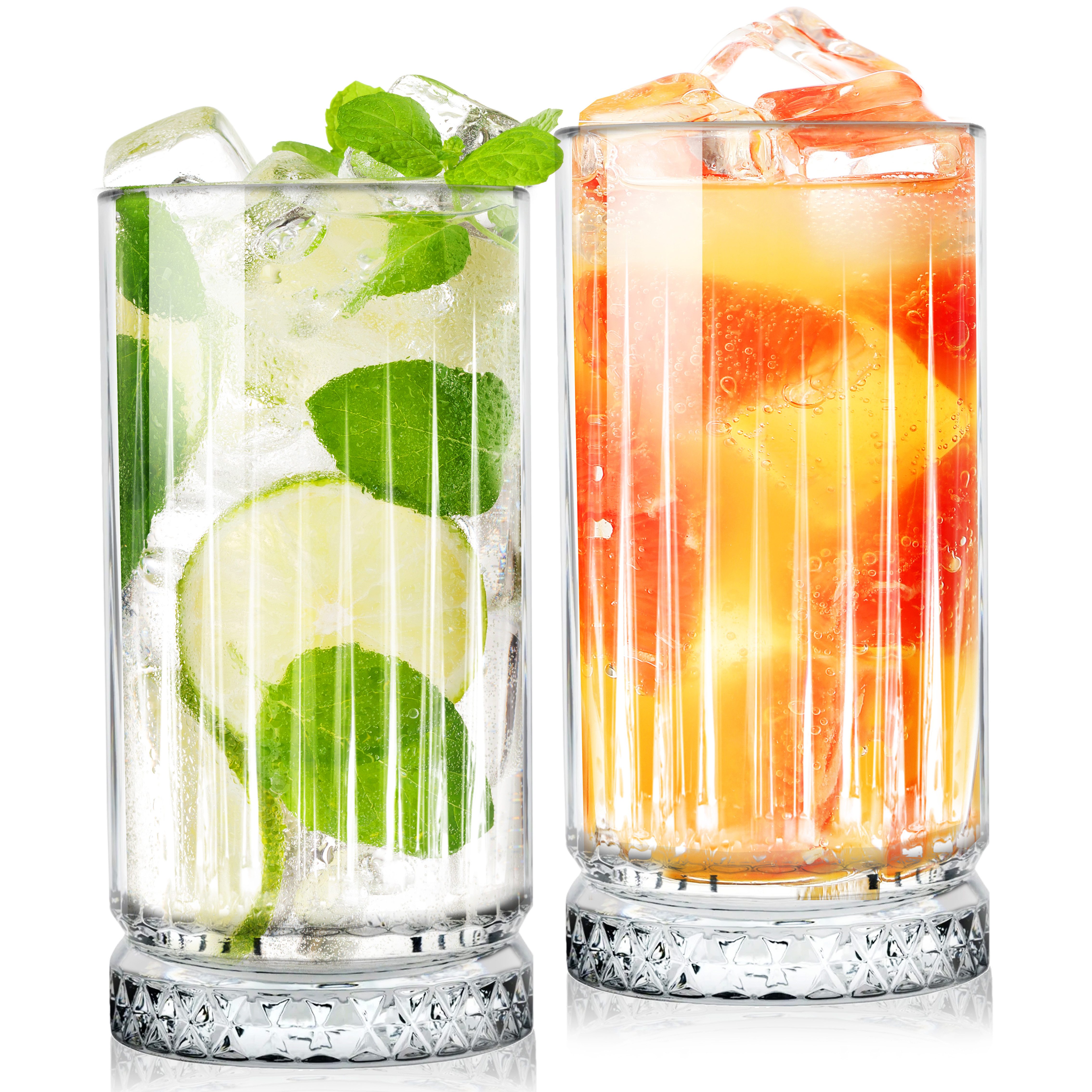 Cocktailglas Longdrinkgläser Set 450 ml Geriffelte Gläser für Cocktail Eiskaffee