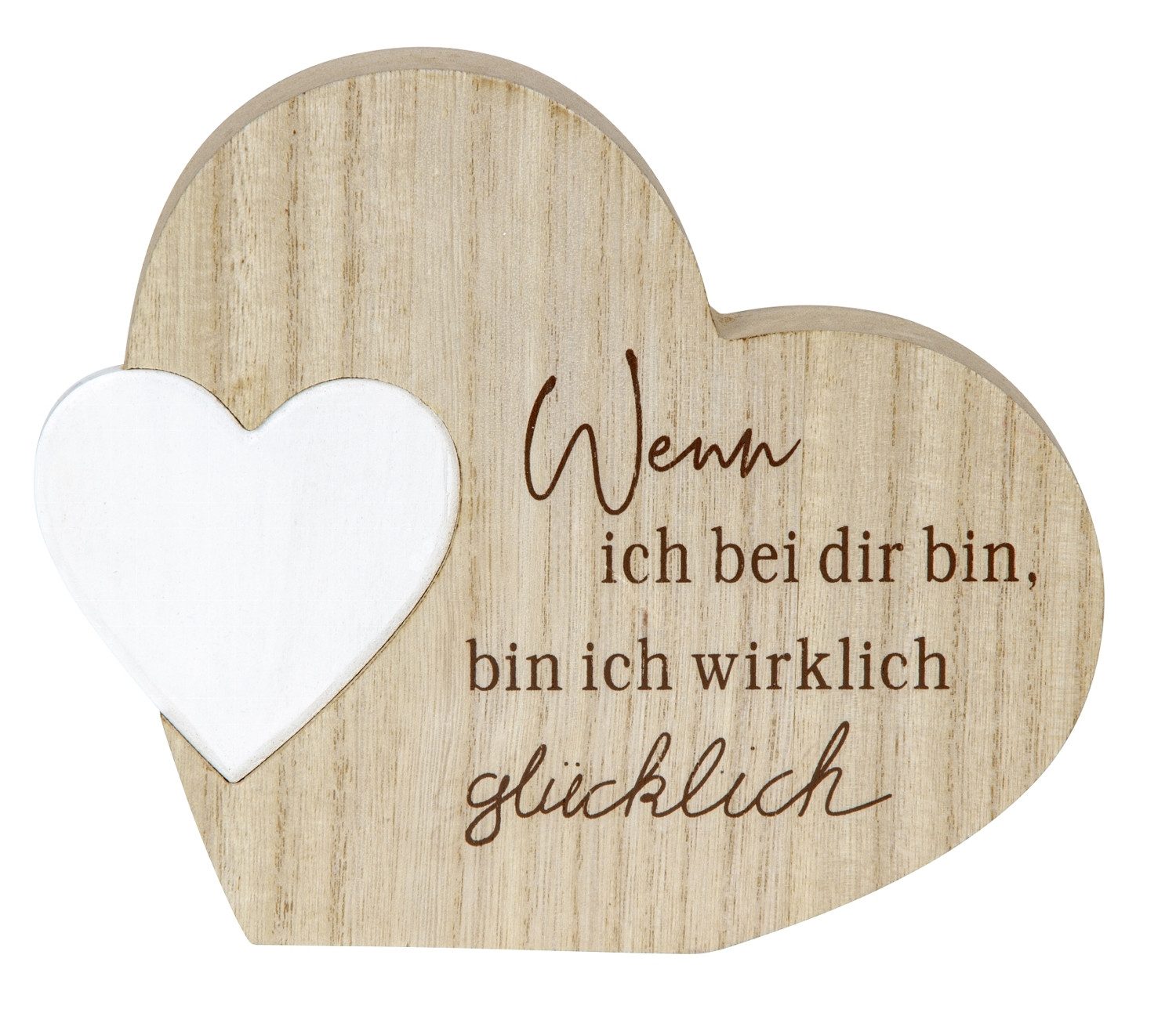 Mel-O-Design Dekoobjekt Deko Aufsteller Herz mit liebevollem Spruch (aus Holz - H: ca. 15,5 cm), Herz Deko Holz Herz Dekoration Wohnzimmer Deko
