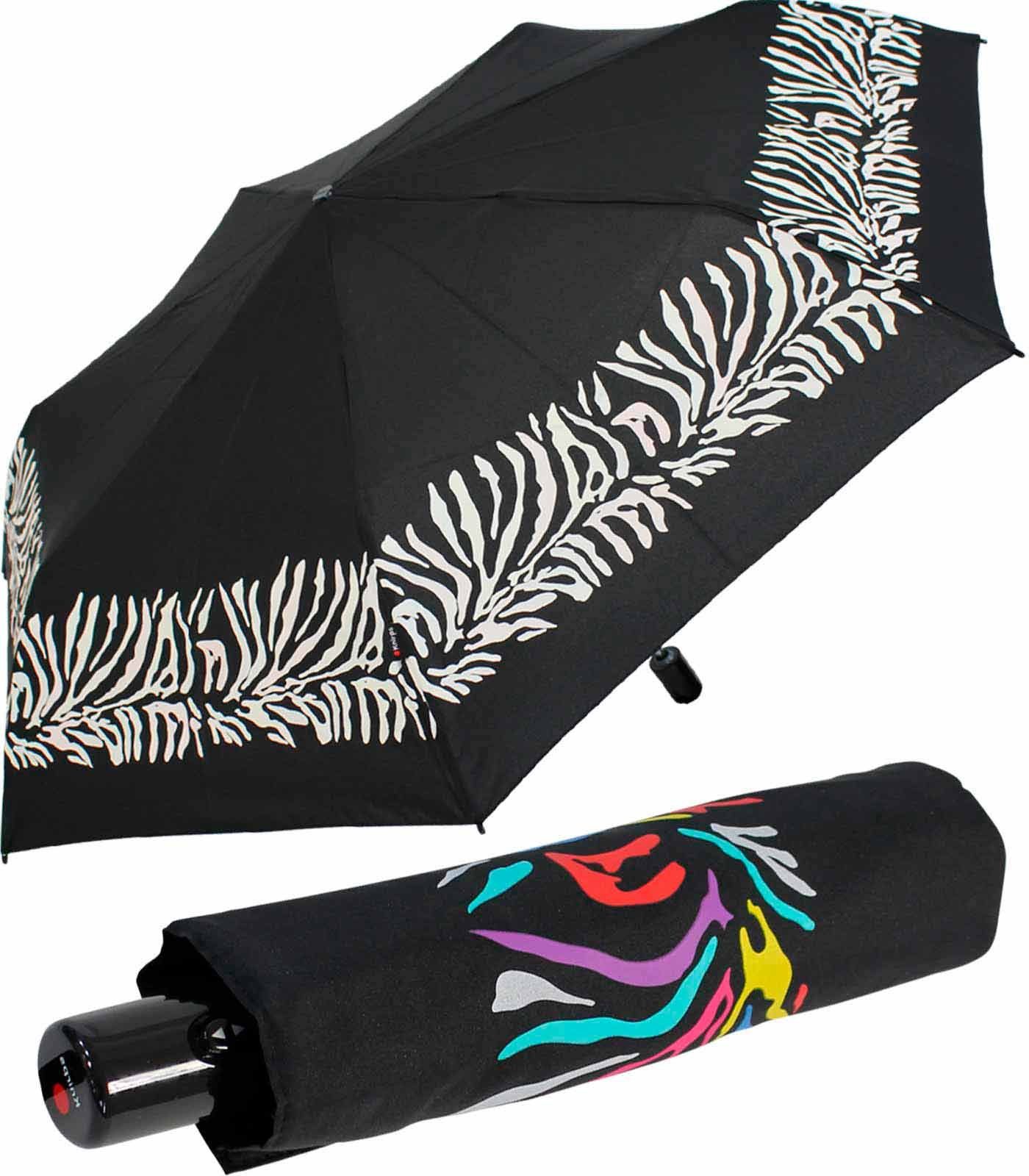 Knirps® Taschenregenschirm »Slim Duomatic Auf-Zu-Automatik Farbwechsel -  Zebra«, sobald der Schirm nass wird, färbt er sich bunt online kaufen | OTTO