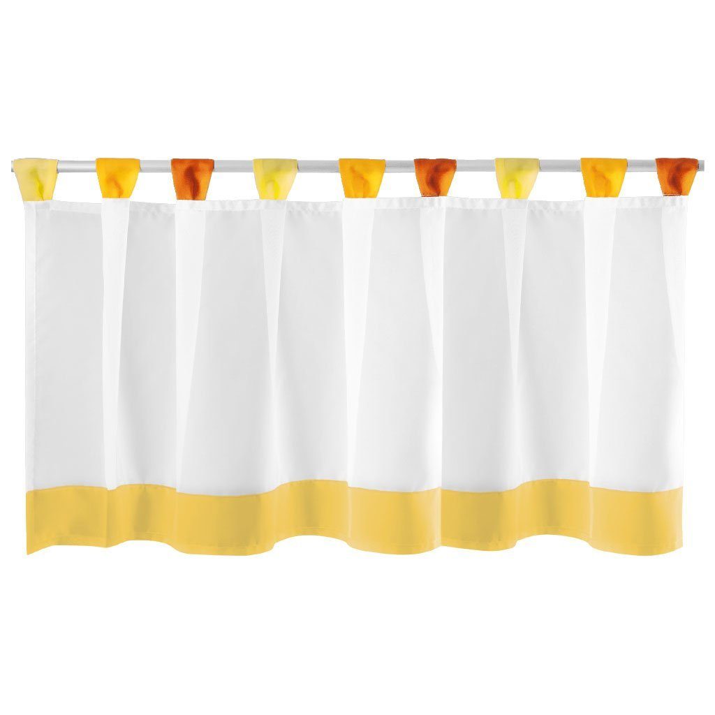 x 150cm vielen mit Farben Gelb Schlaufen, Arsvita, 45cm Bistrogardine Küchengardine Voile, in Transparente Schlaufen, Vorhang, transparent, (BxL),