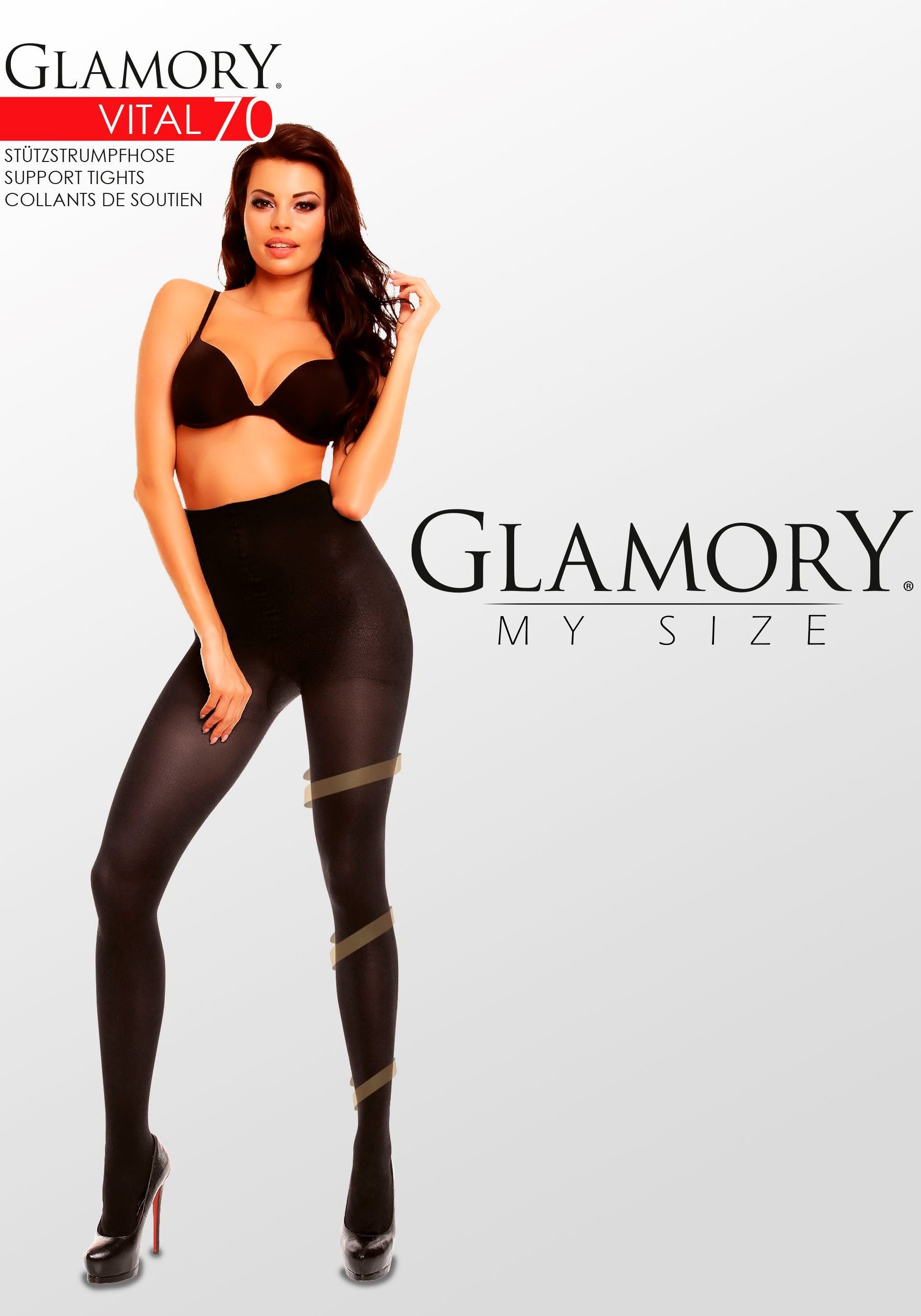 GLAMORY Stützstrumpfhose Vital 70 DEN bis Größe 60/62, Plus Size
