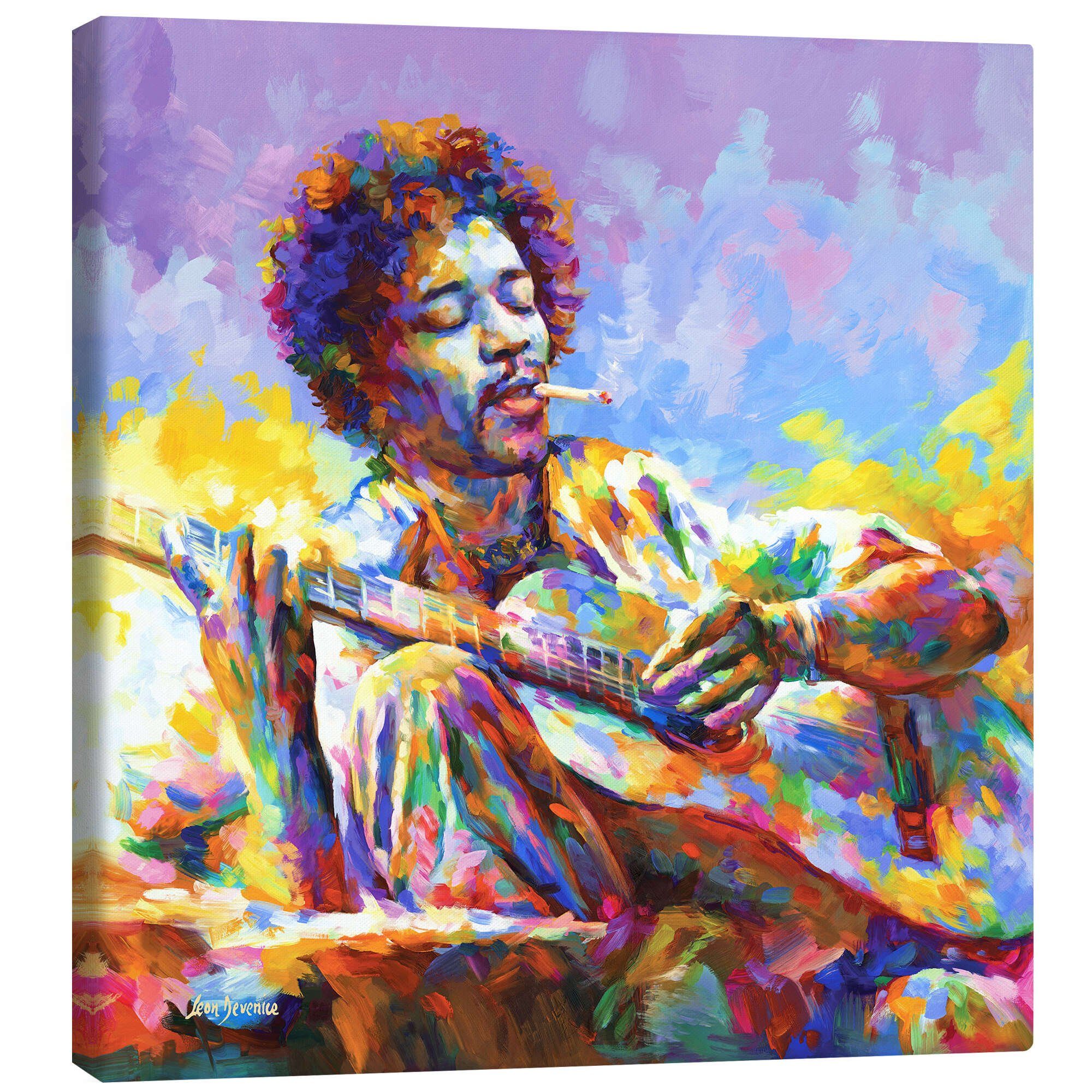 Posterlounge Wandbild Jimi Hendrix an der Guitarre, Leon Devenice, erhältlich als Poster, Leinwandbild, Wandsticker oder Acrylglasbild