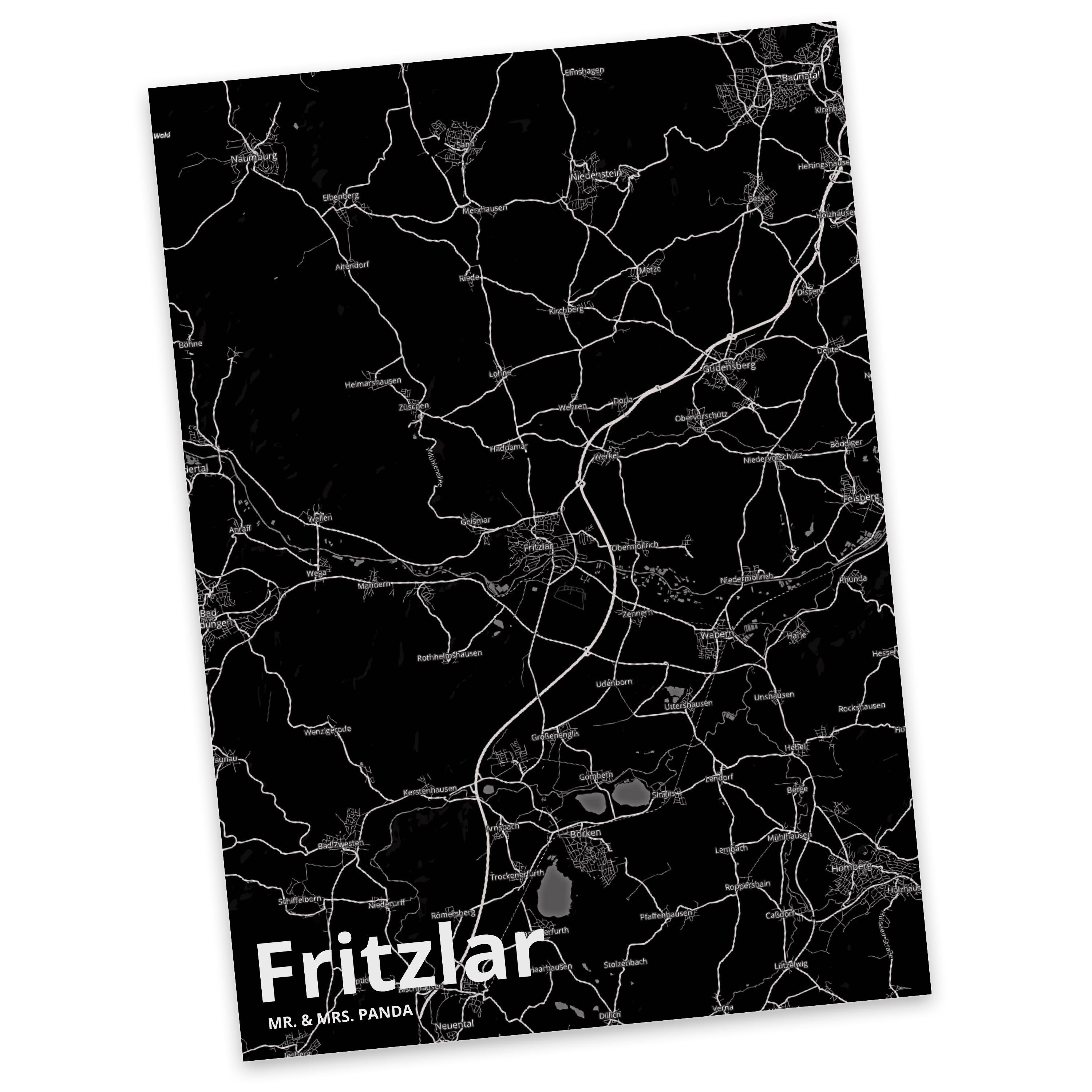 Mr. & Mrs. Panda Postkarte Fritzlar - Geschenk, Ort, Stadt Dorf Karte Landkarte Map Stadtplan, A