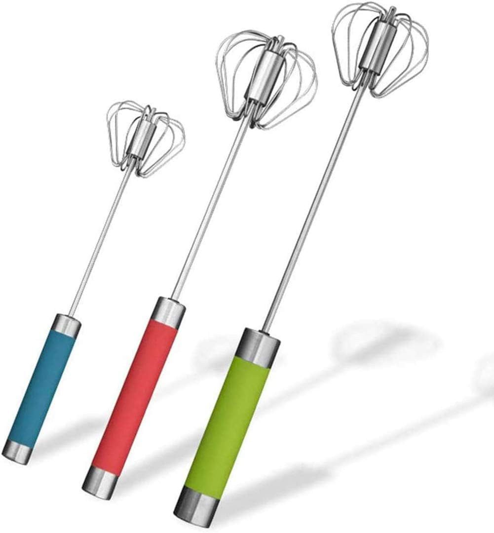 FELIXLEO Schneebesen 3er Set Edelstahl Schneebesen, halbautomatische Rührbesen