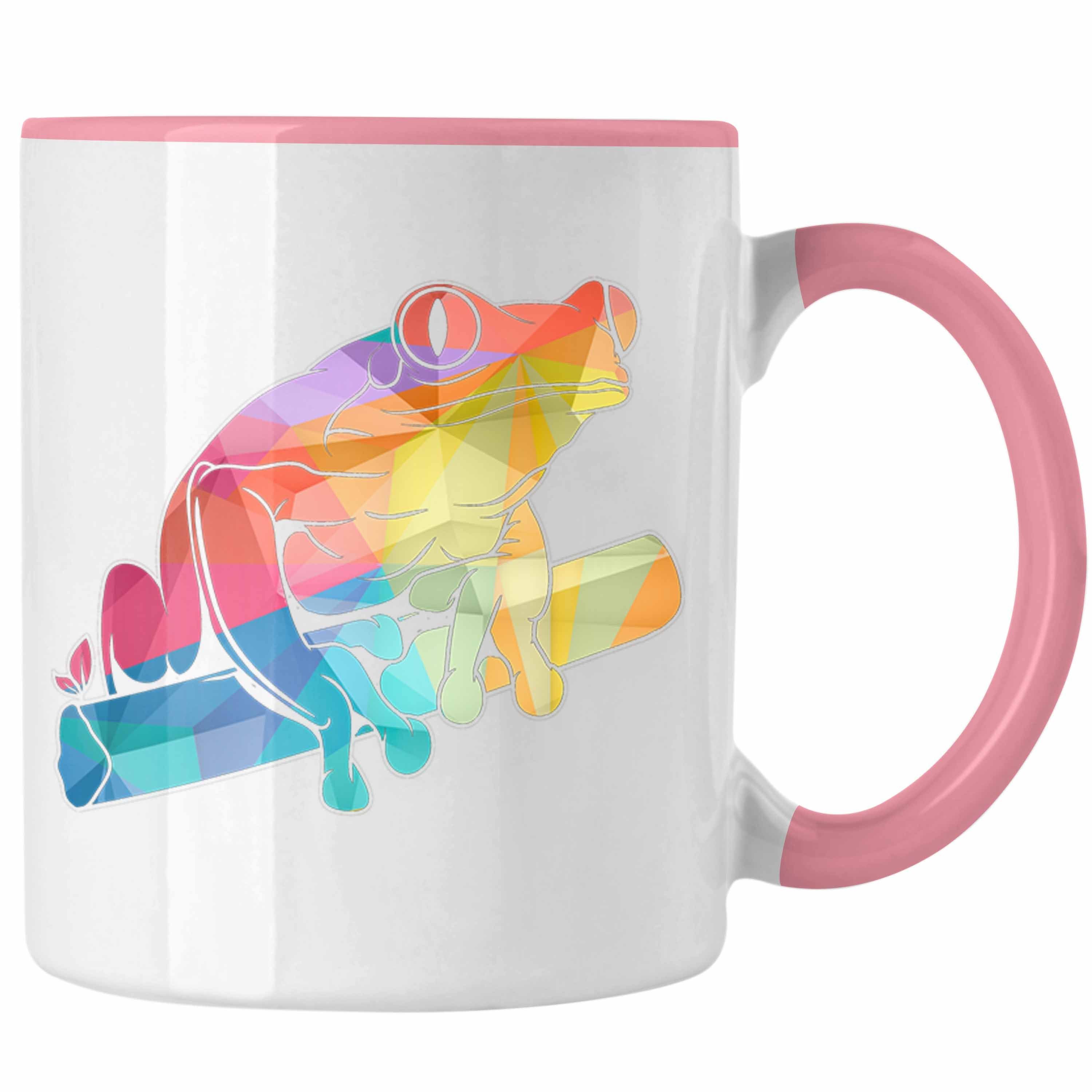 Trendation Tasse Trendation - Frosch Tasse Geschenk Polygon Grafik Frösche Grafik Rosa