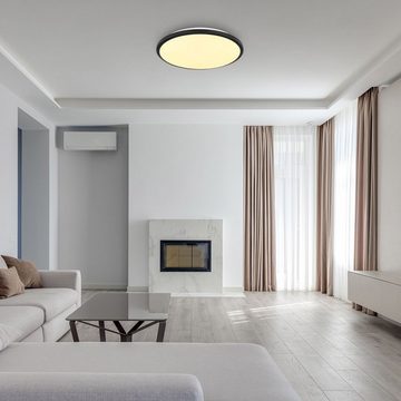 Globo Deckenleuchte Deckenleuchte Wohnzimmer LED Deckenlampe Rund Schwarz 35 cm Flurlampe