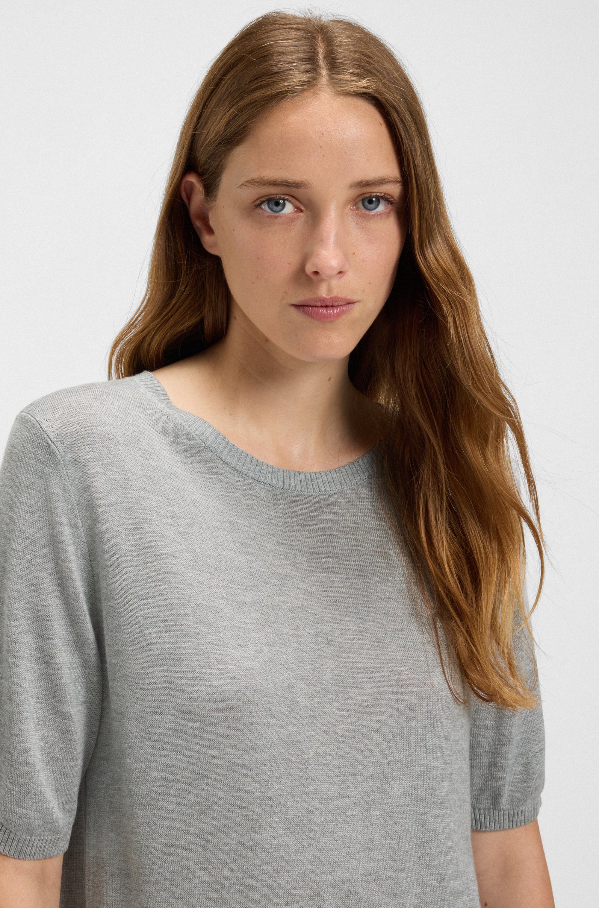 BOSS ORANGE Kurzarmpullover Fiaffusa Premium Damenmode mit dezentem Ajourst günstig online kaufen
