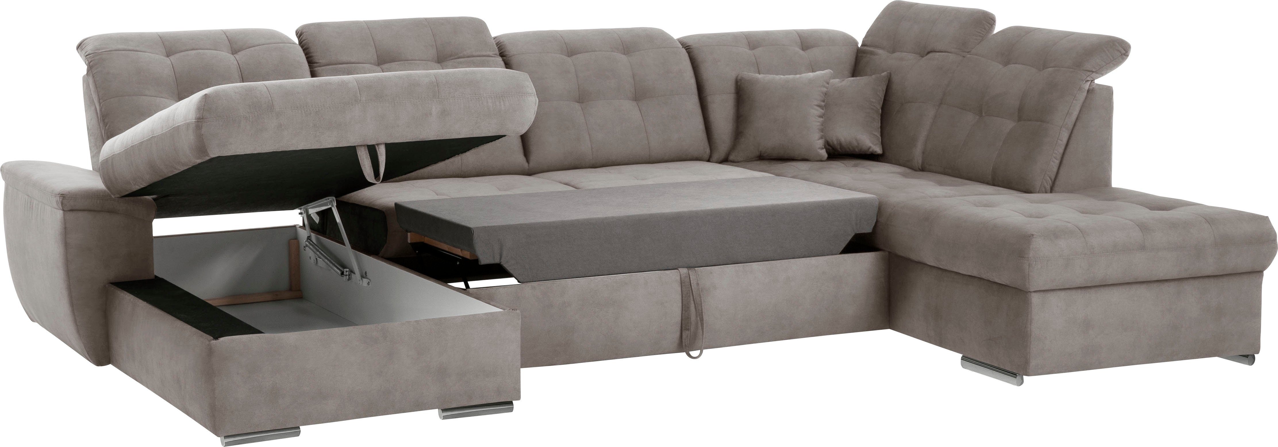 fashion - und exxpo Kopfteilverstellung, 6x 4 Bettfunktion Bettkasten taupe mit sofa Teile, Wahlweise Wohnlandschaft,