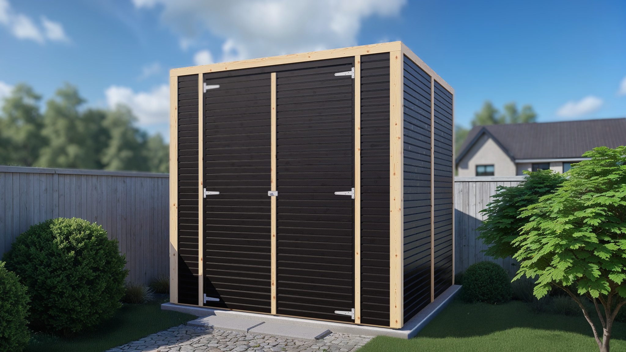BERTILO Gerätehaus Box 3, in verschiedenen Farben, BxT: 207,2x211,4 cm, Hohe Doppeltür, hohe Wände – mehr Raum