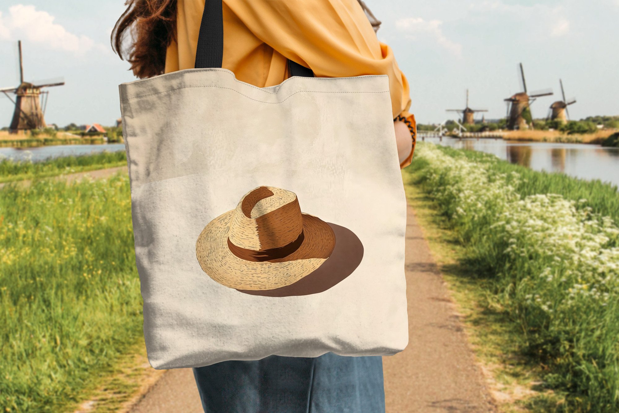 MuchoWow Shopper Hut - Minimalistisch - Farbton - Beige, Handtasche, Damen und Herren, Schultertasche, Umhängetasche, Tote Bag