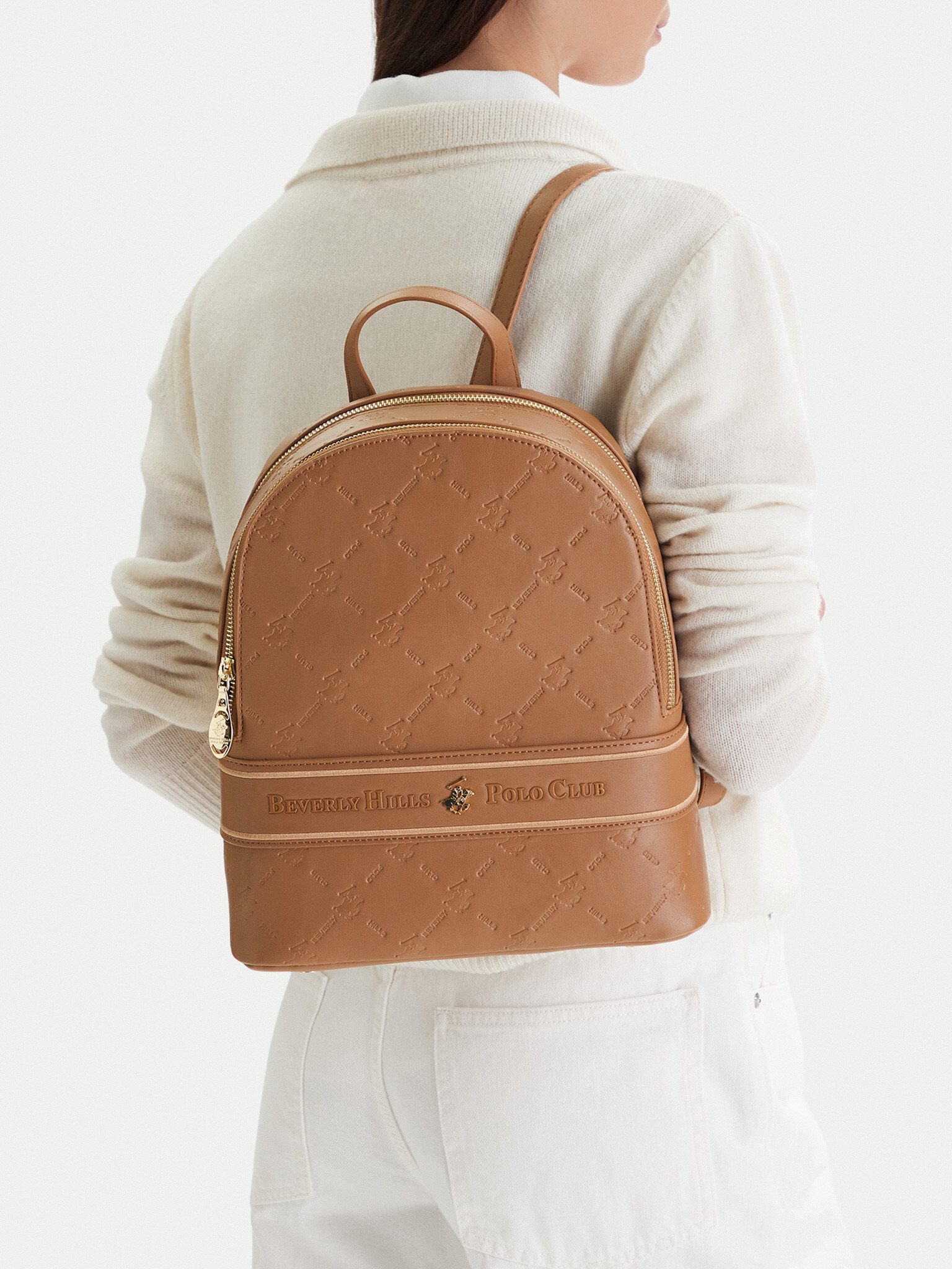BEVERLY HILLS POLO CLUB Freizeitrucksack Beverly Hills Polo Club Damen-Rucksack Braun BEVERLY HILLS POLO CLUB-E
