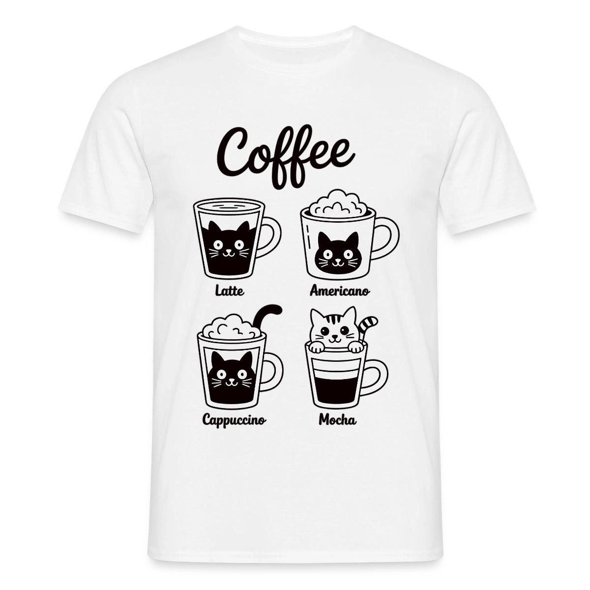 T-Shirt Coffee Katzen, Latte Americano Cappuccino Mocha Männer T-Shirt