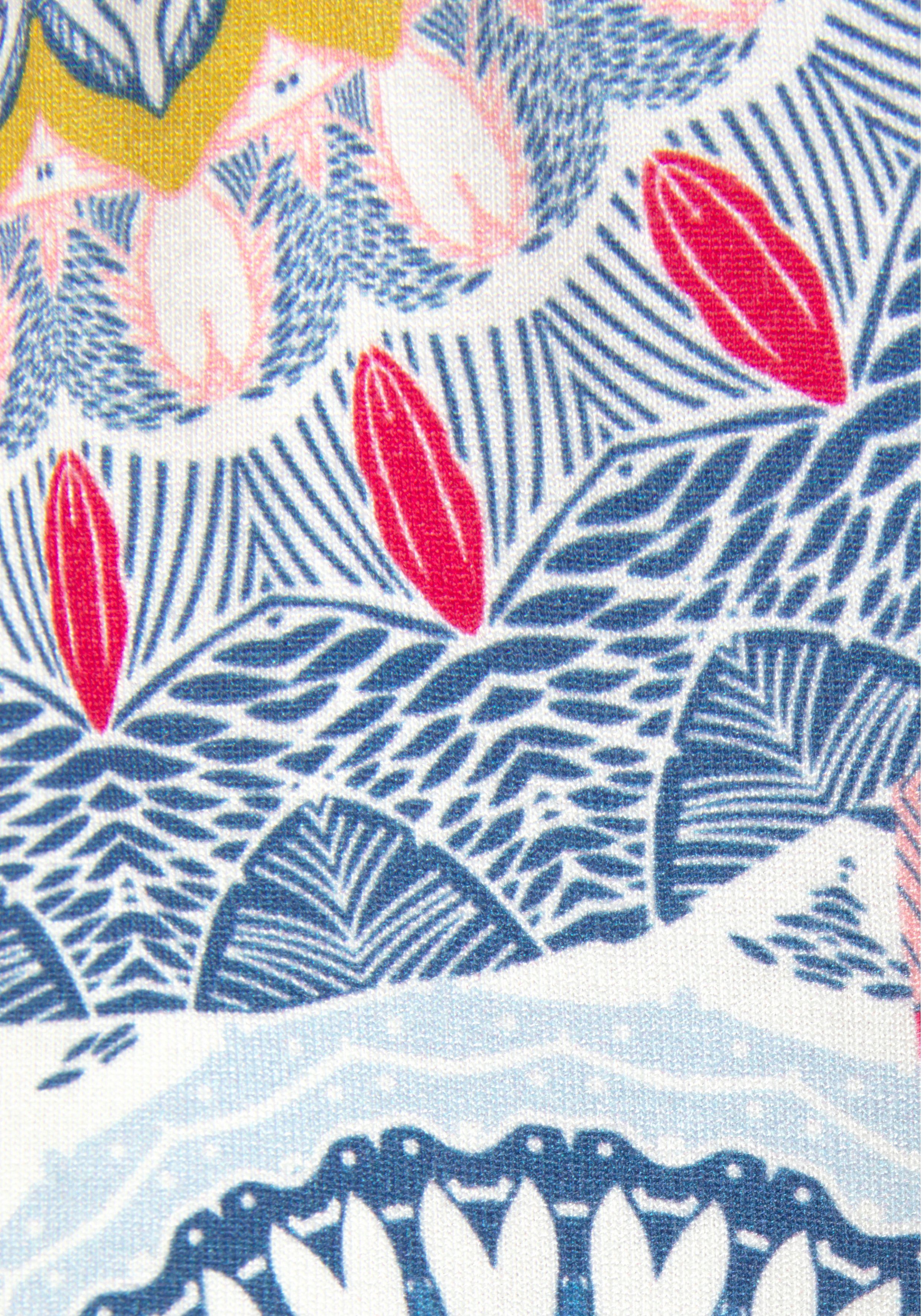 Vivance Jerseykleid mit Alloverdruck und V-Ausschnitt, farbenfrohes Sommerkleid