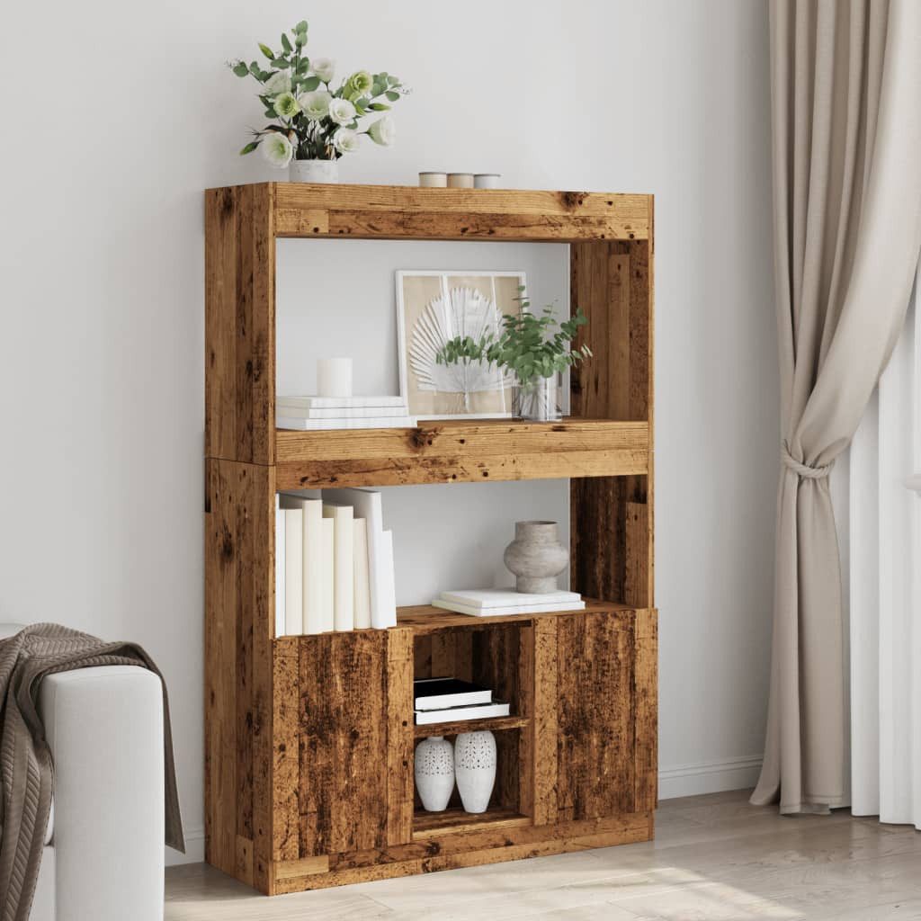 vidaXL Bücherregal NA Highboard Altholz-Optik 92x33x140 cm Spanplatte