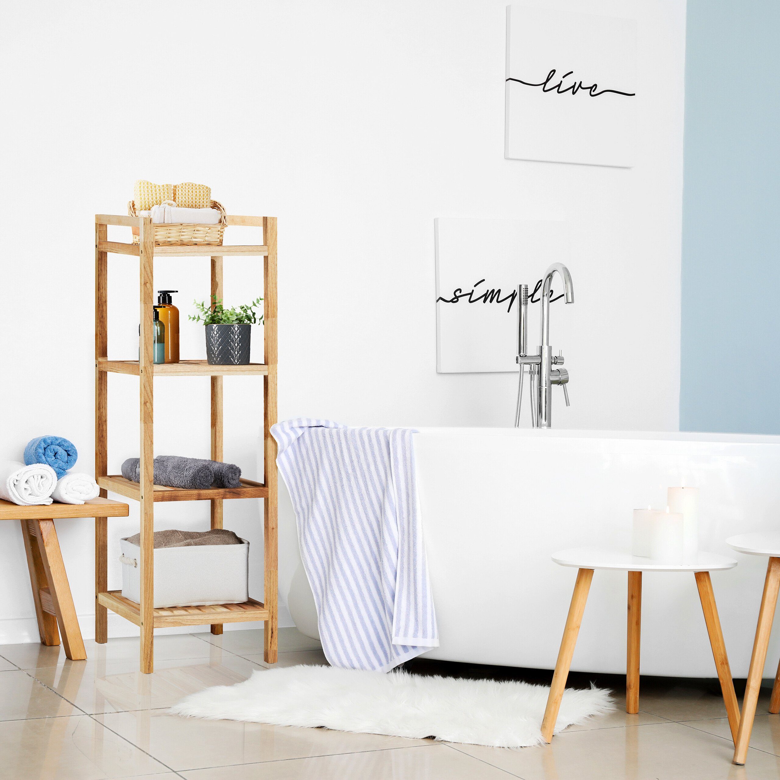 relaxdays Badregal Walnuss 4 Ablage günstig online kaufen