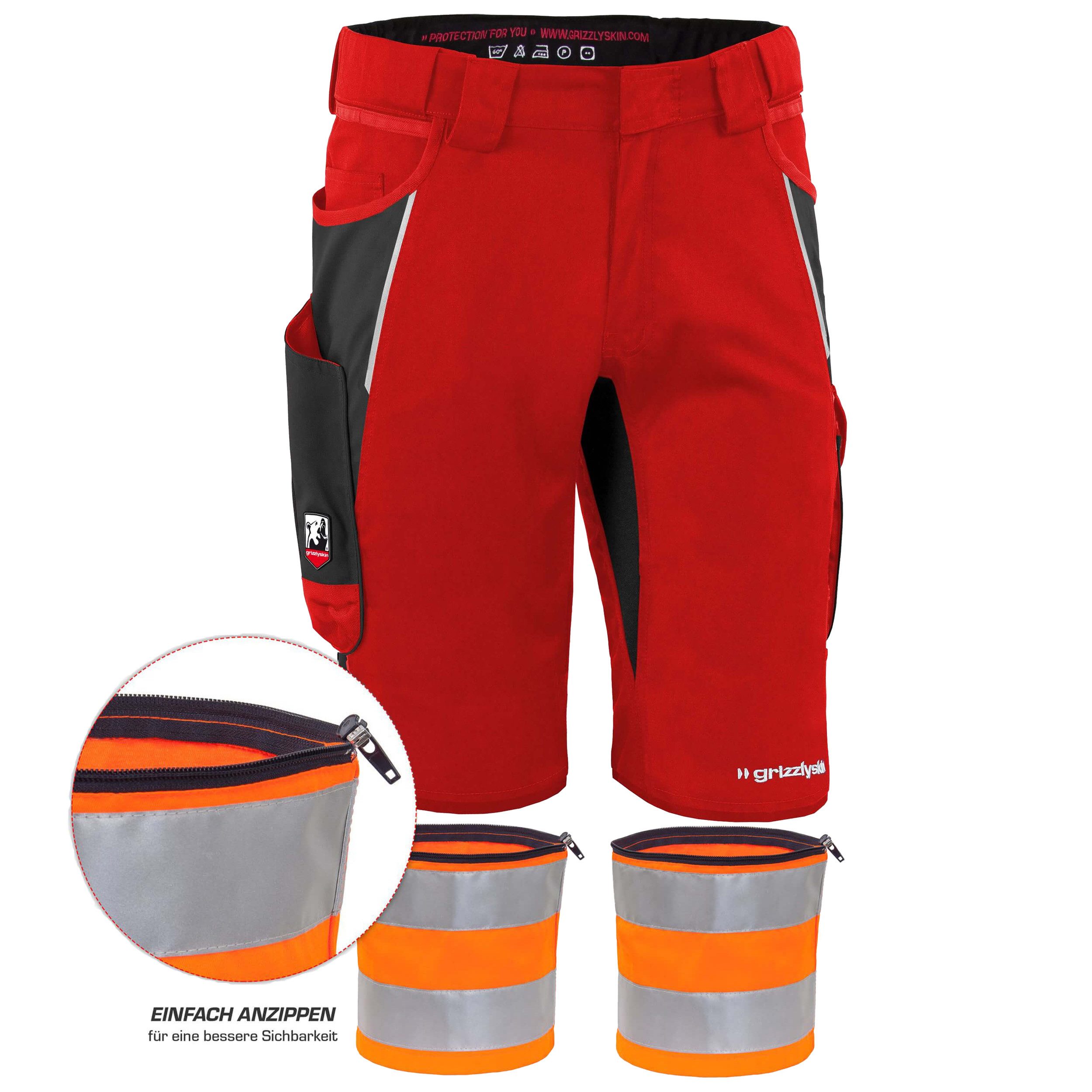 Qualitex Workwear Arbeitsshorts REFLEX-BUNDLE IRON Shorts + Reflexstreif - Lyocell, Cordura & Stretch (2-tlg) modern kurze Arbeitshose - 13 Taschen - Strapazierfähig - Atmungsaktiv