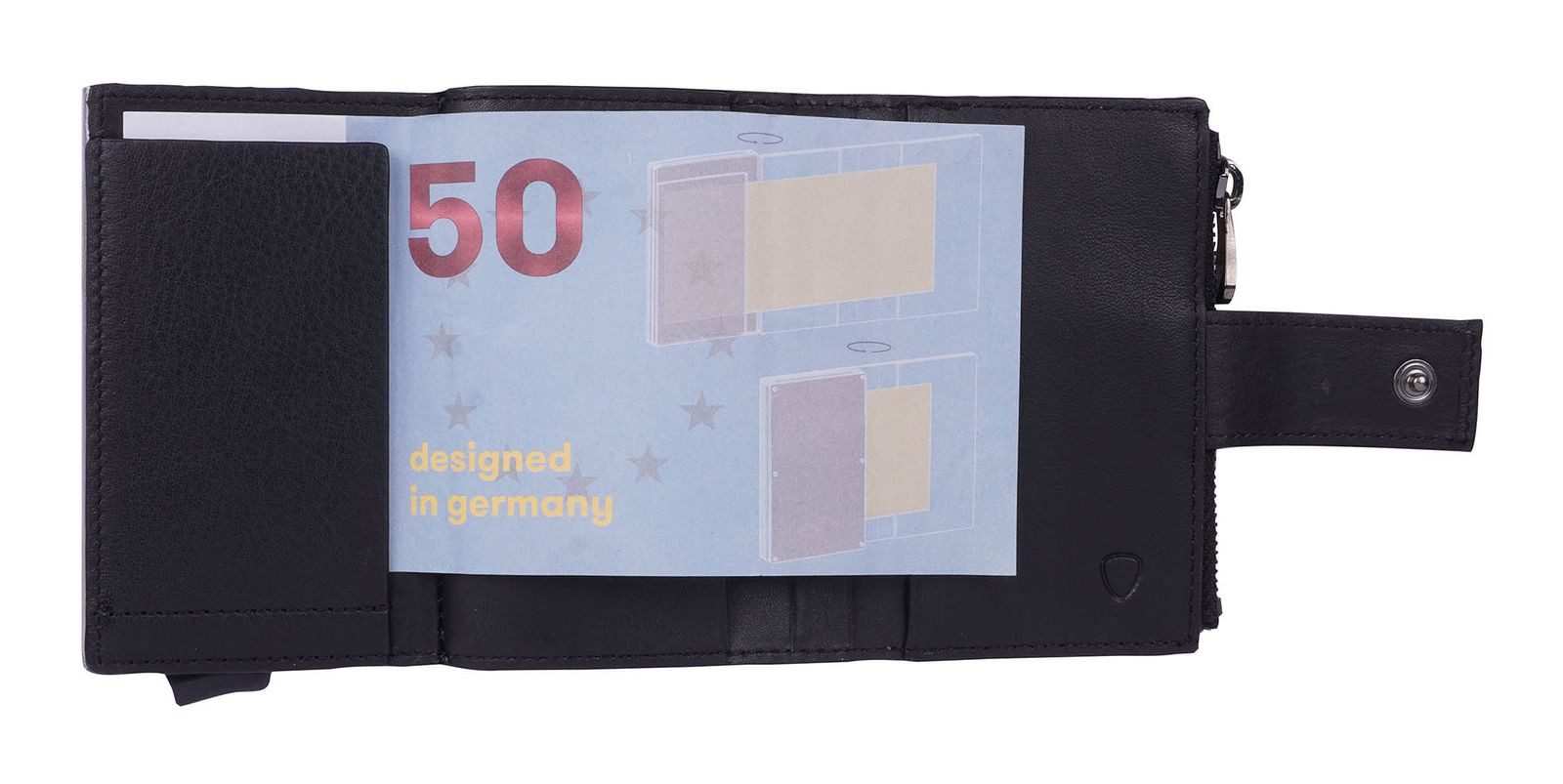 Strellson Kartenetui C-four E-Cage Sv8, aus echtem Leder mit RFID-Blocker Schutz