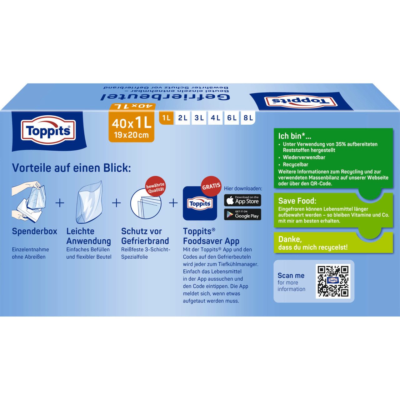 Toppits Gefrierbeutel Toppits Gefrierbeutel 1 L, 40 Stück