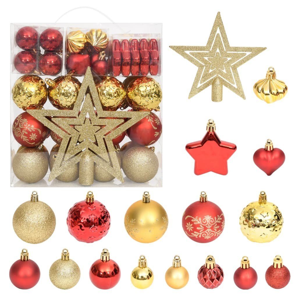 Weihnachtskugel-Set und Golden furnicato Rot 70-tlg. Weihnachtsbaumkugel