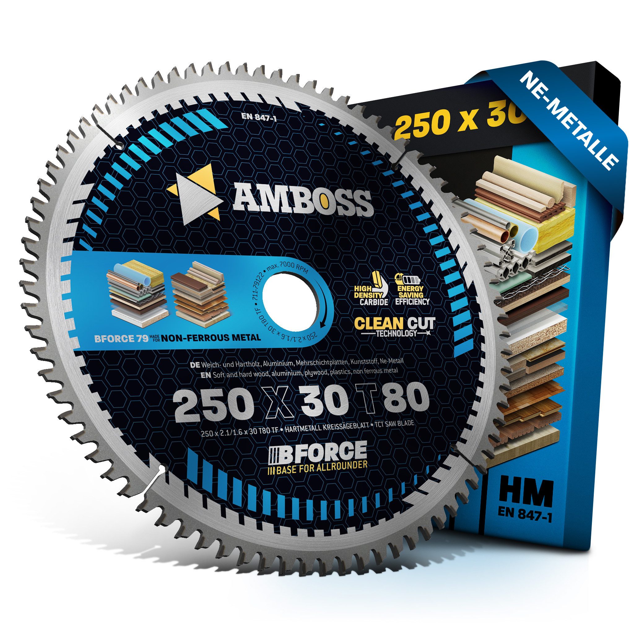 Amboss Werkzeuge Kreissägeblatt HM Kreissägeblatt - 250 x 2.1/1.6 x 30 Z80 TF