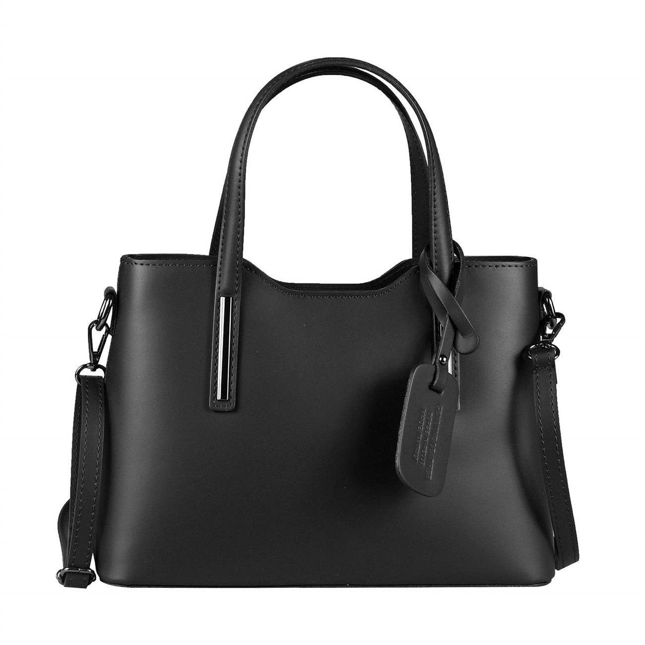 ITALYSHOP24 Schultertasche Made in Italy Damen Leder Handtasche, als CrossOver, Umhängetasche, Shopper tragbar