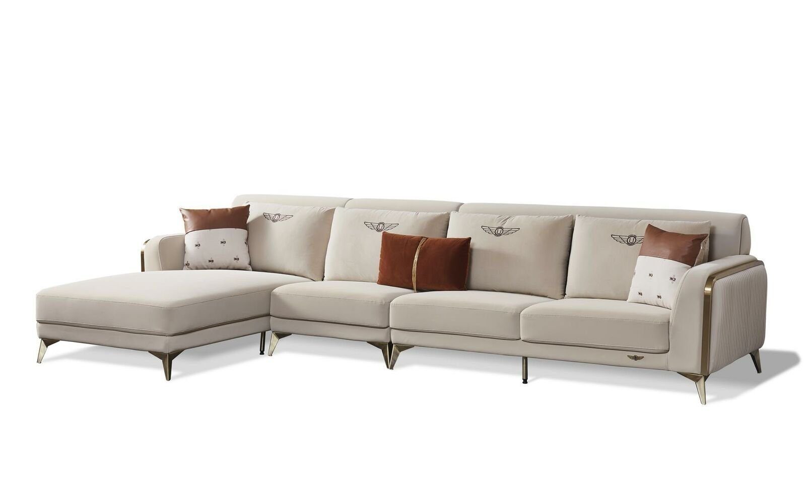 JVmoebel Ecksofa, Ecksofa Textil Couch Sofa Form Polster Couch Grau Stoff L Design