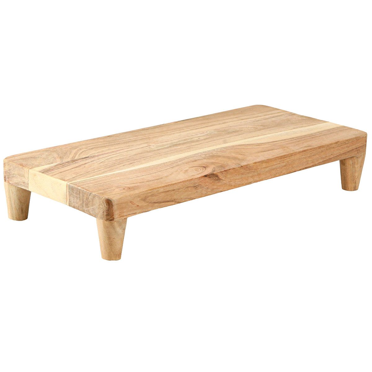 Dekotablett Holz Tablett mit Füßen Natur 45x20cm Tisch Podest Dekotablett