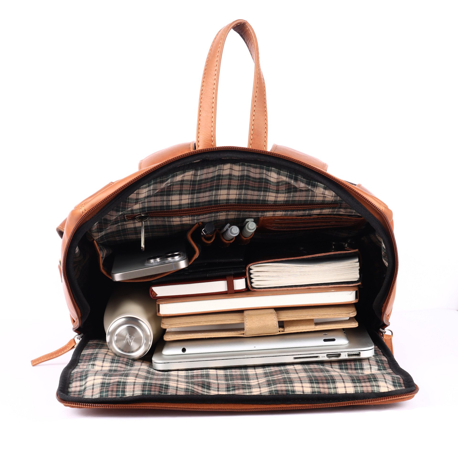 Benthill Rucksack Rucksack Echt Leder Damen Herren Lederrucksack Daypack Backpack, Reißverschlussfach