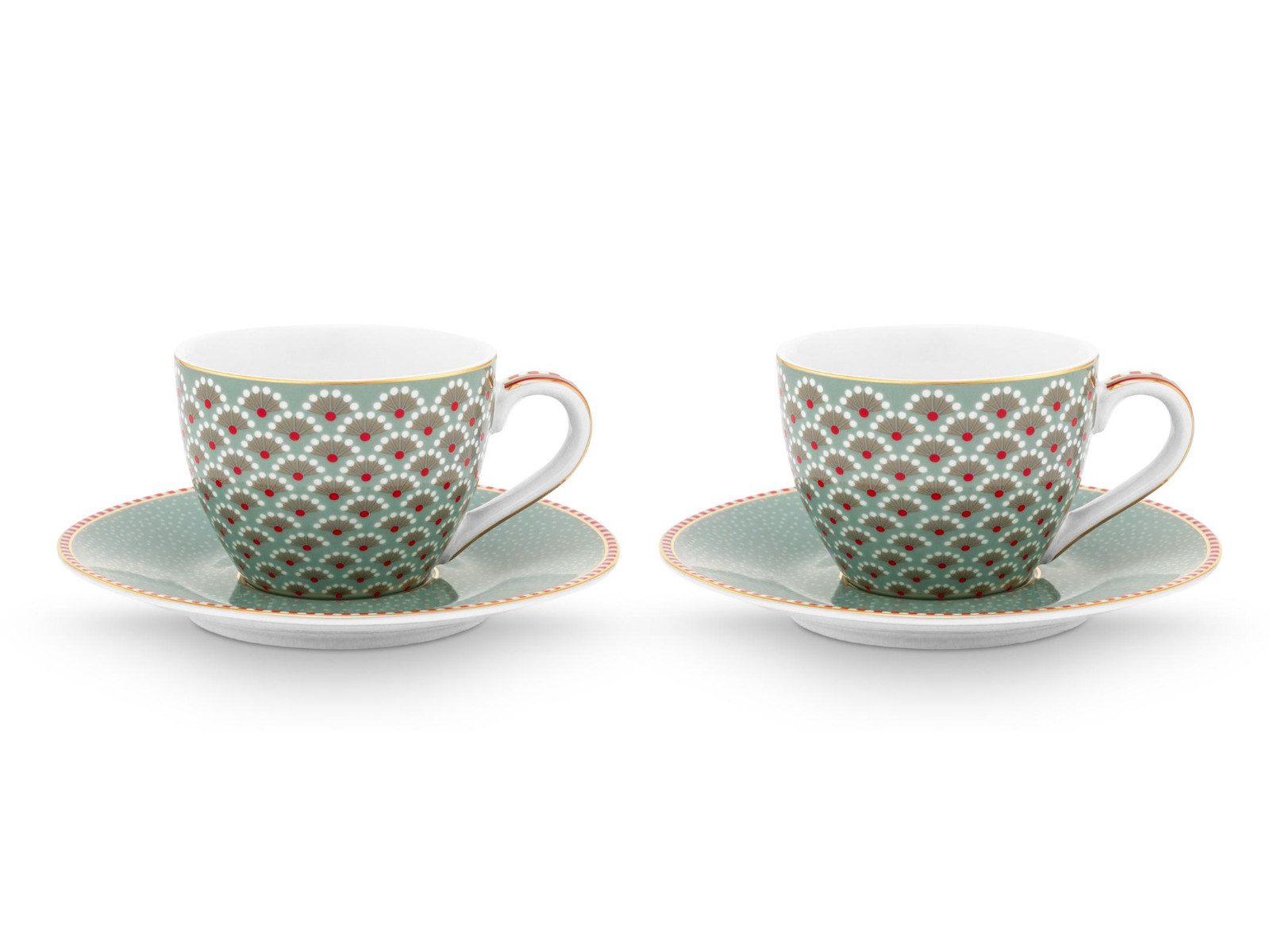 PiP Studio Espressotasse Blooming Tales Blue Espressotasse mit Untertasse 0,12l Set2, Porzellan