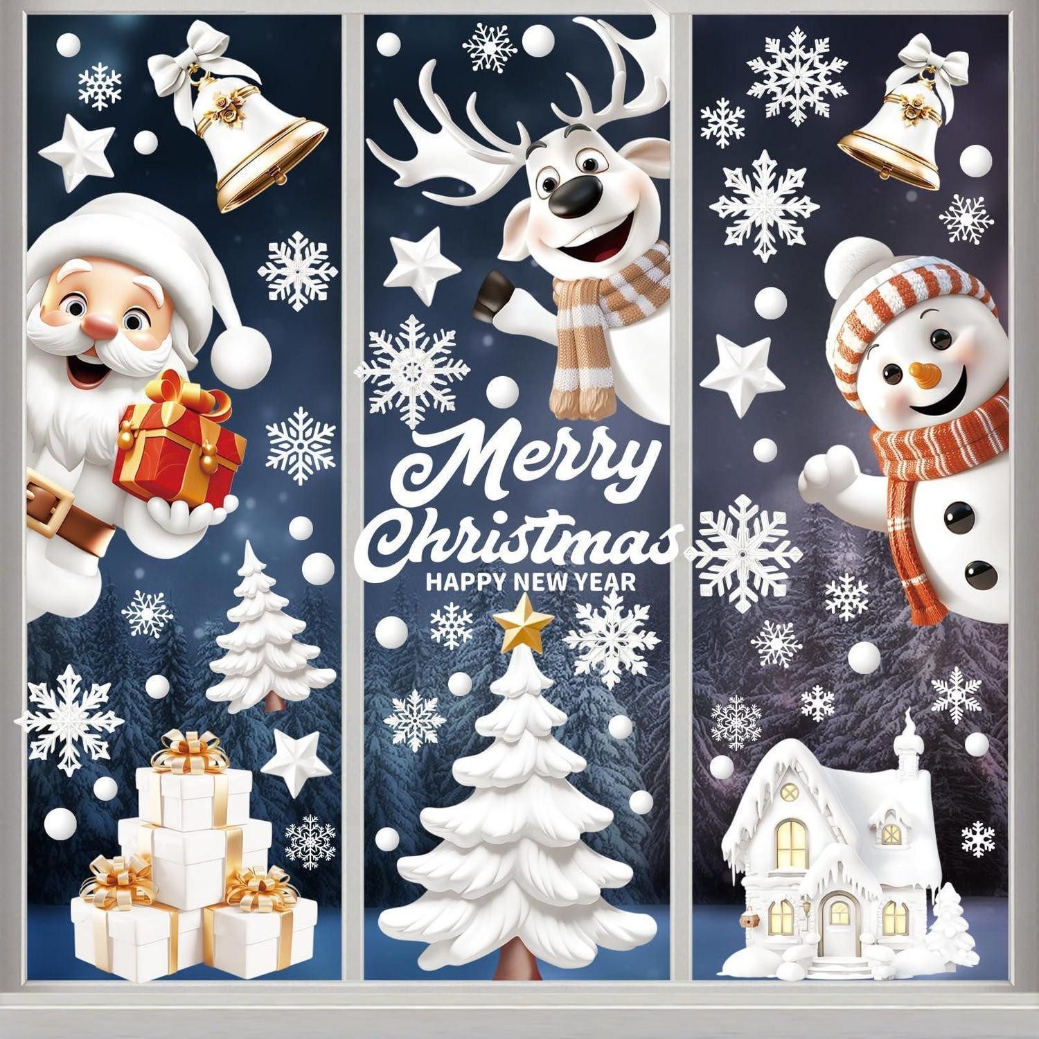 LuxusKollektion Fensterbild Fensterbilder Weihnachten Schneeflocken Selbstklebend