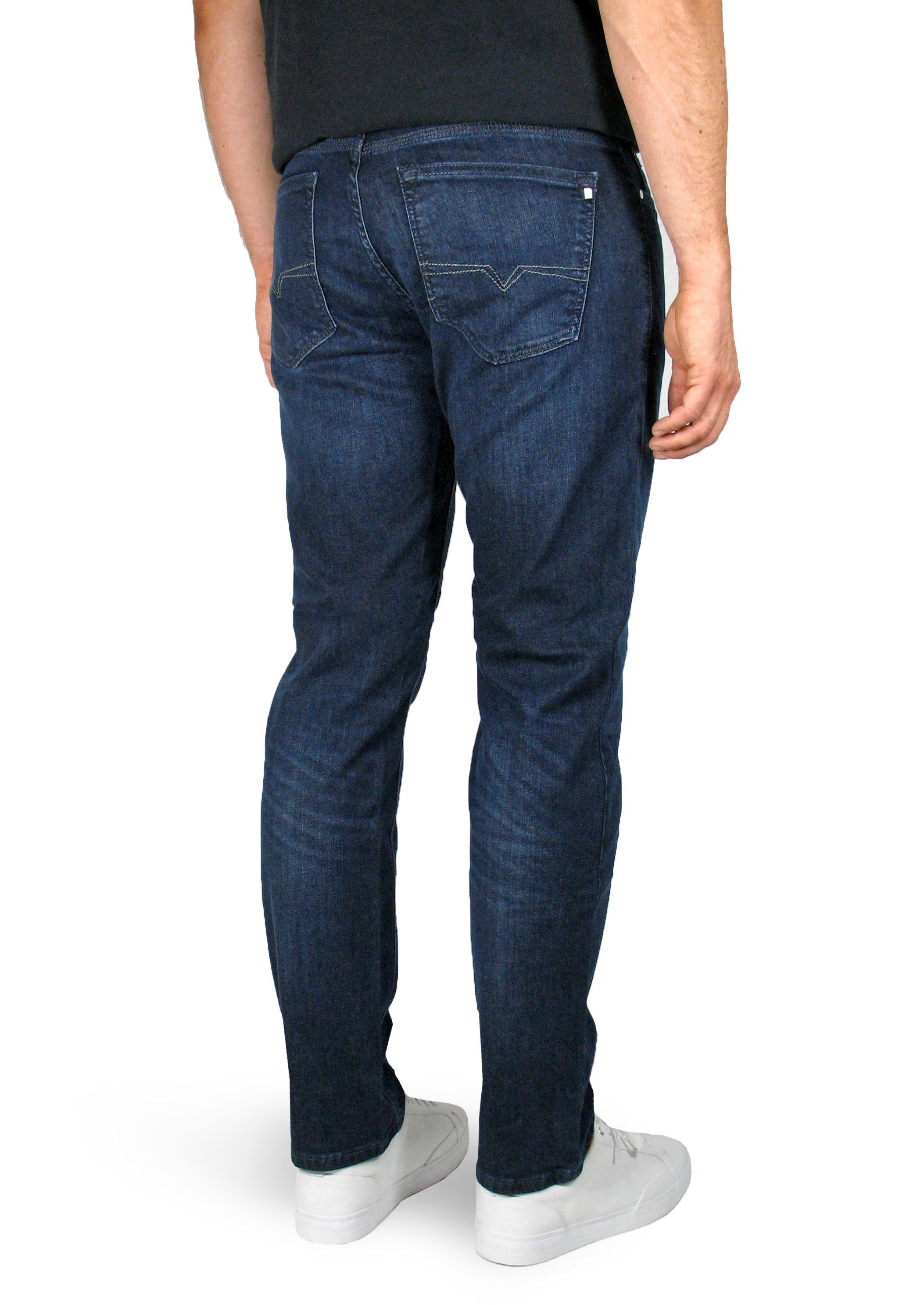 Denim, 5-Pocket-Jeans elastisch Pierre Tapered bequem Lyon Cardin Whisker und Dark Futureflex Blue Used