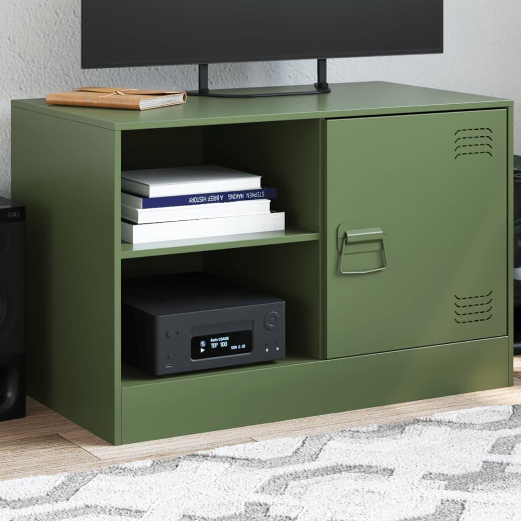 vidaXL TV-Schrank TV-Schrank Olivgrün 67x39x44 cm Stahl (1-St)